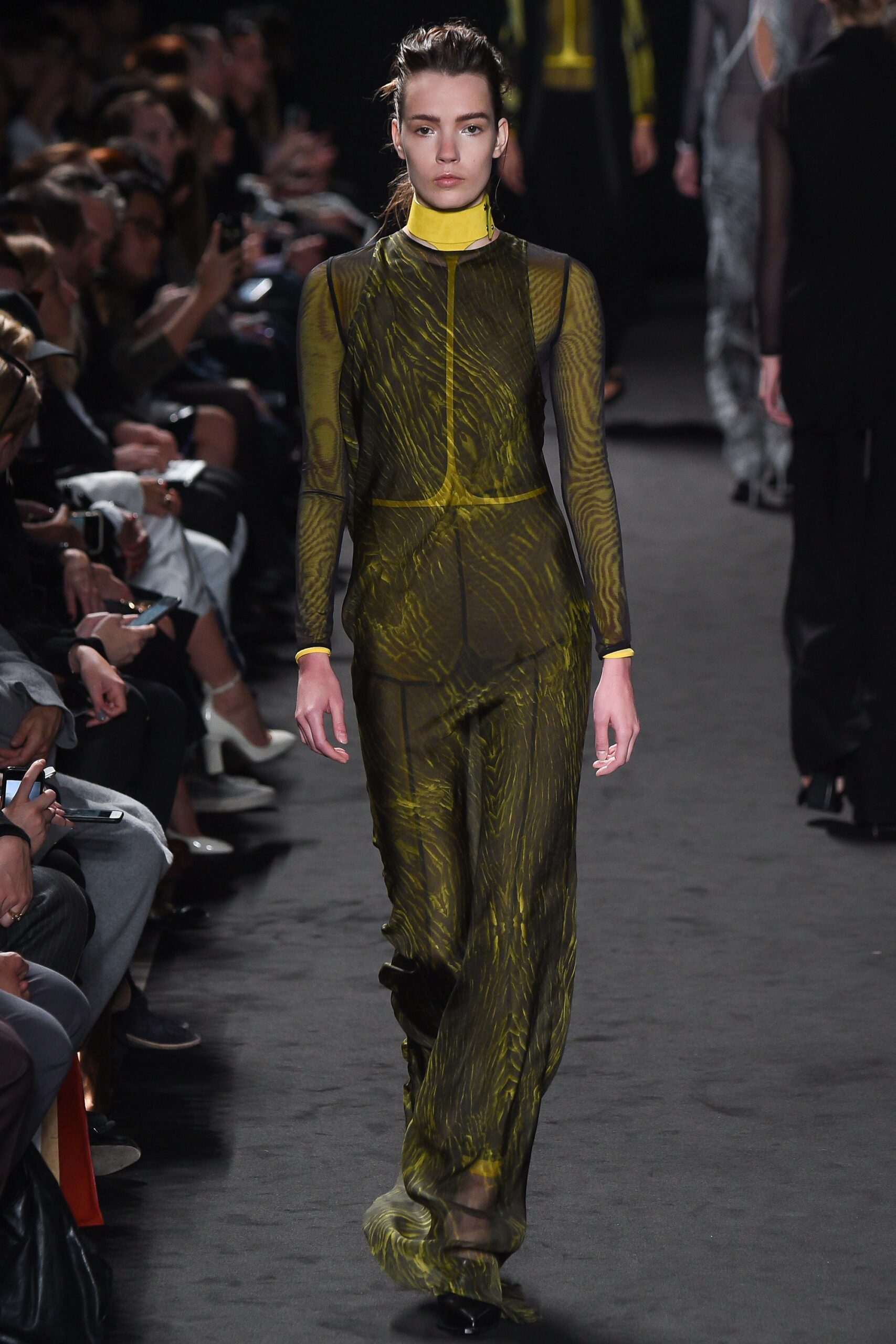 fitted green black mesh dress