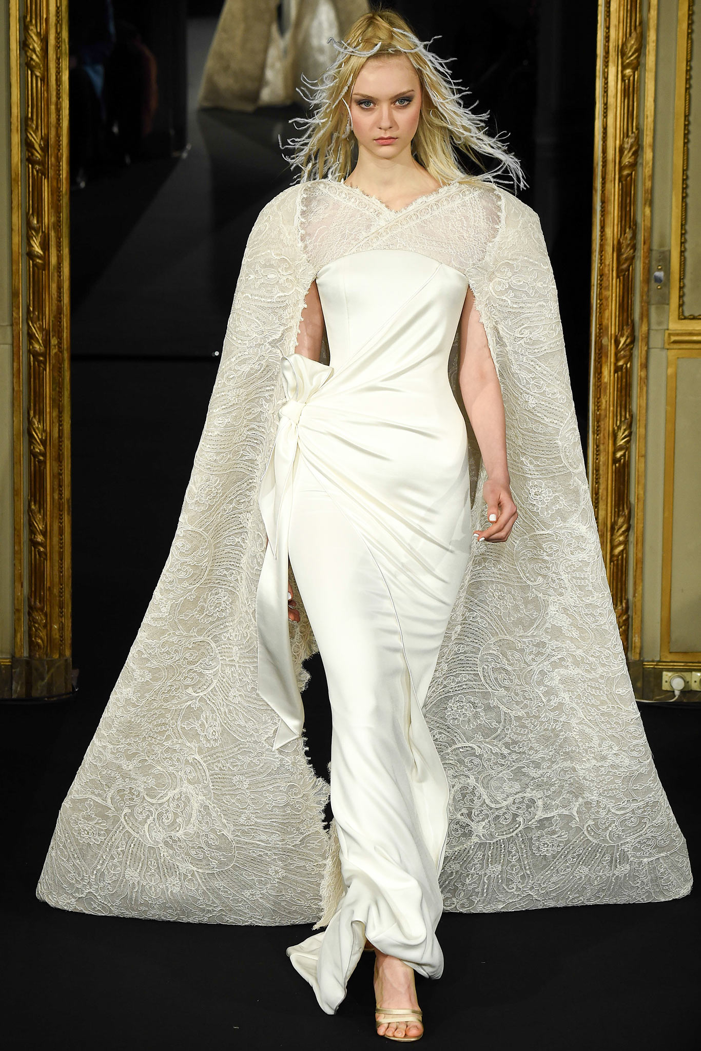 white silk relaxed embroidered cape