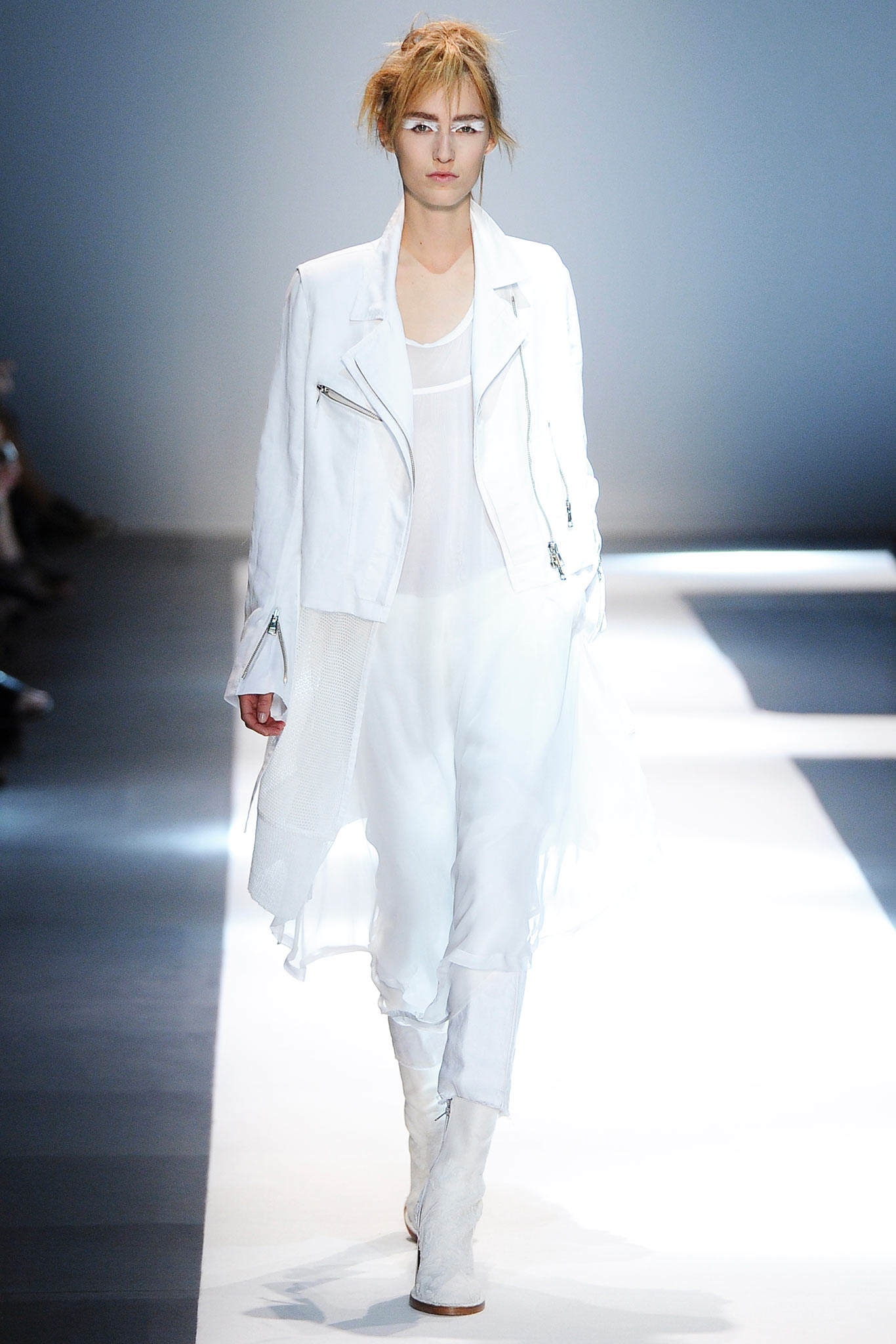 white leather jacket and dress