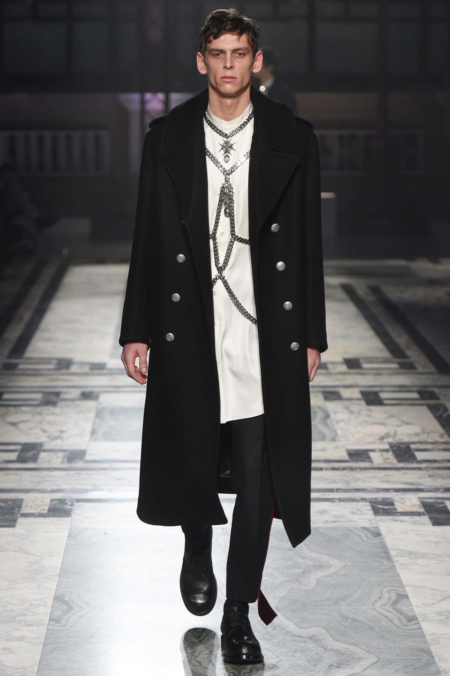 black wool coat with white shirt