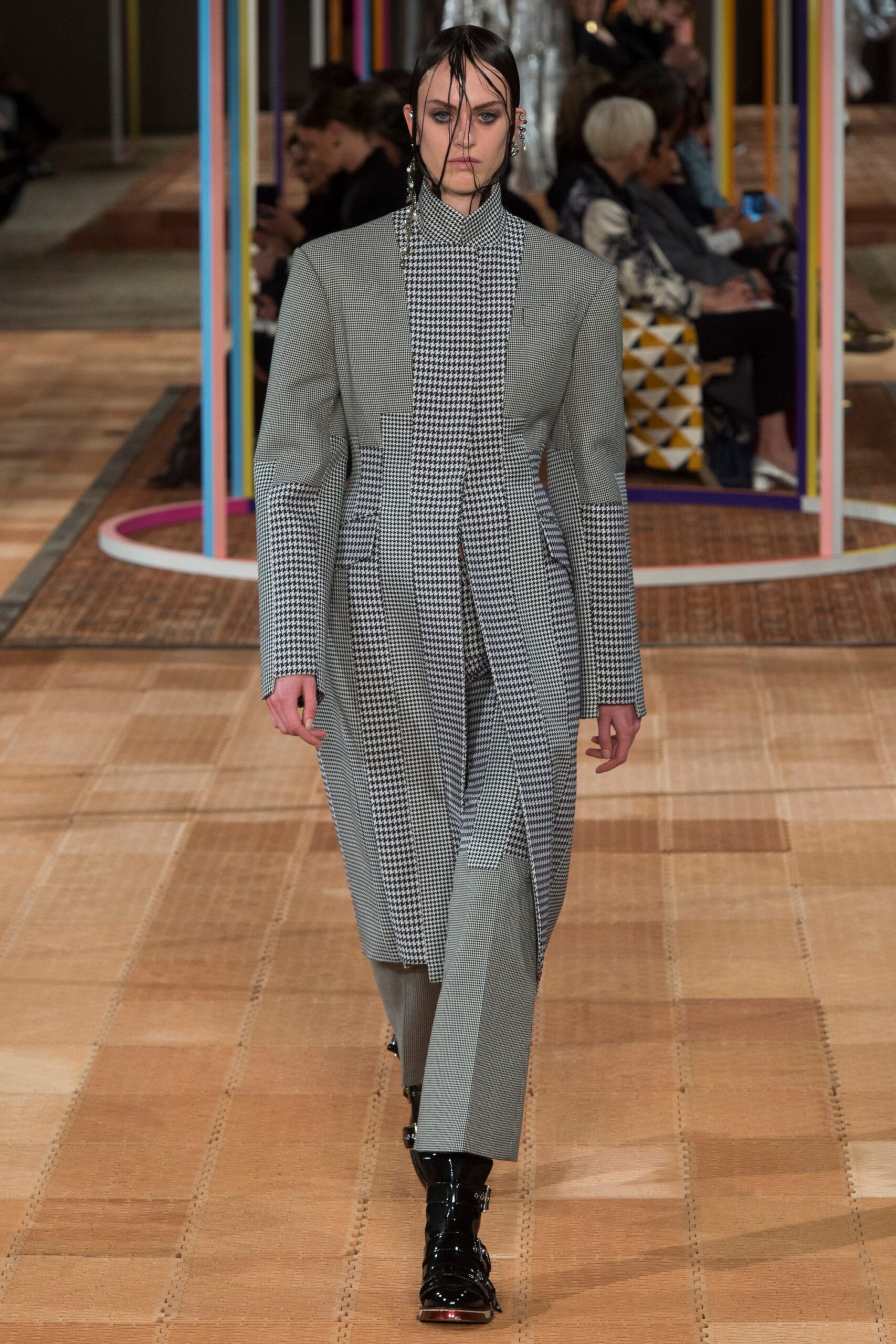 gray and black checked jumpsuit