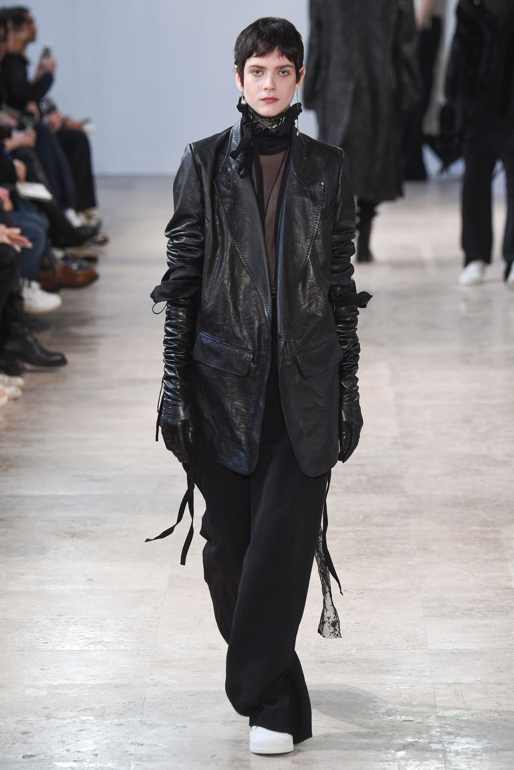 black leather jacket and pants