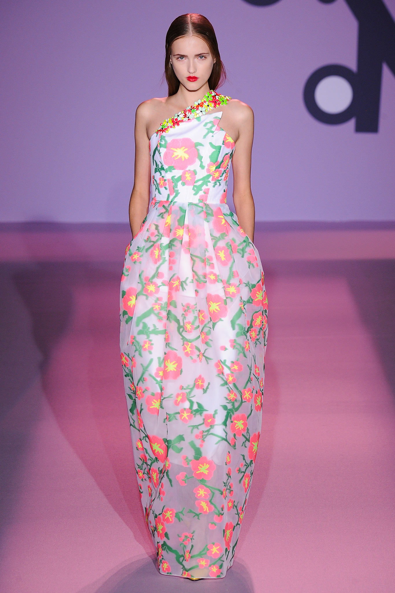 floral silk sleeveless gown