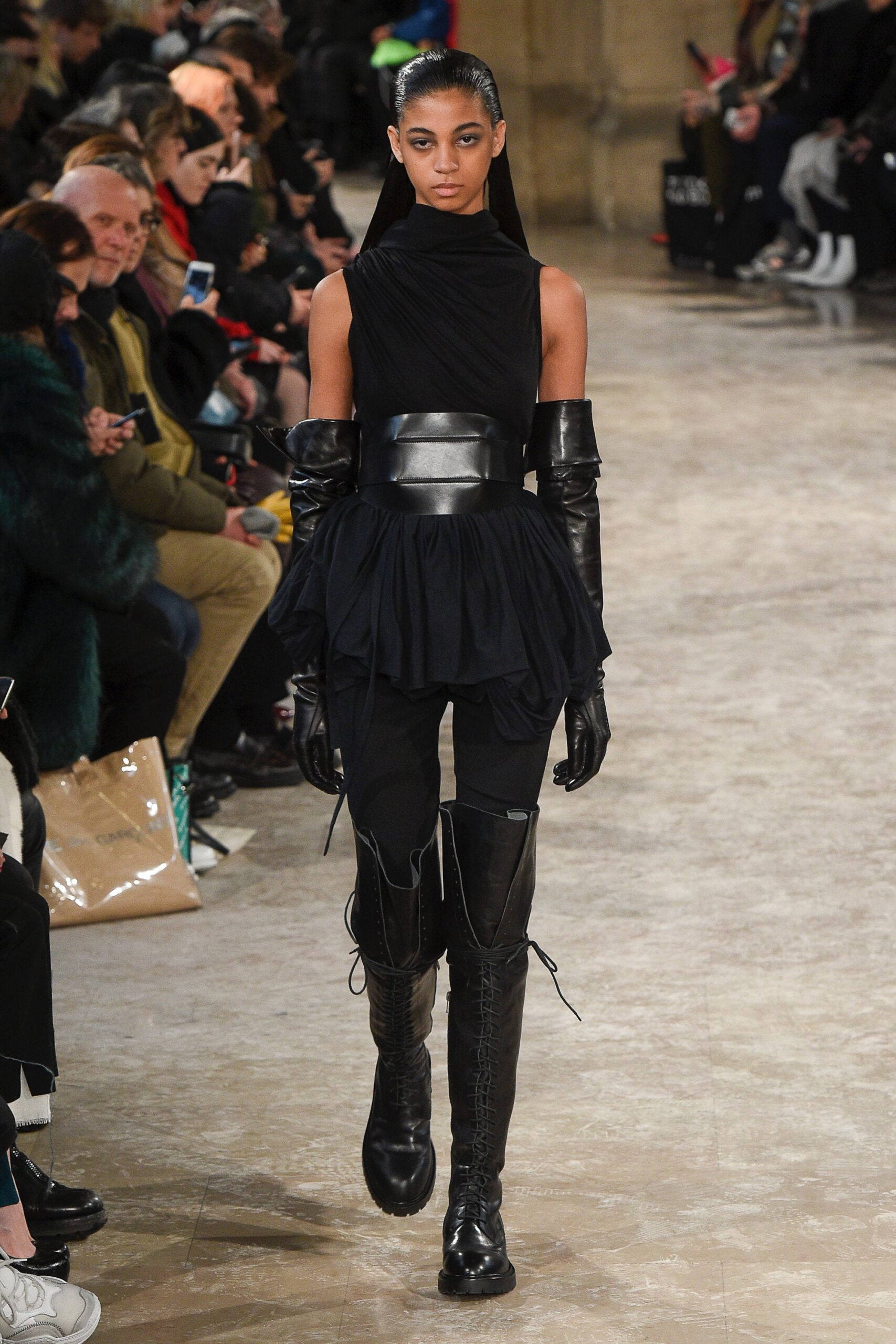 black fitted top and pants