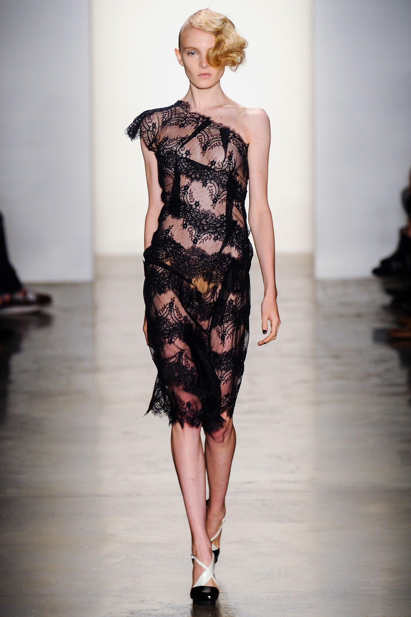 black lace off-shoulder dress