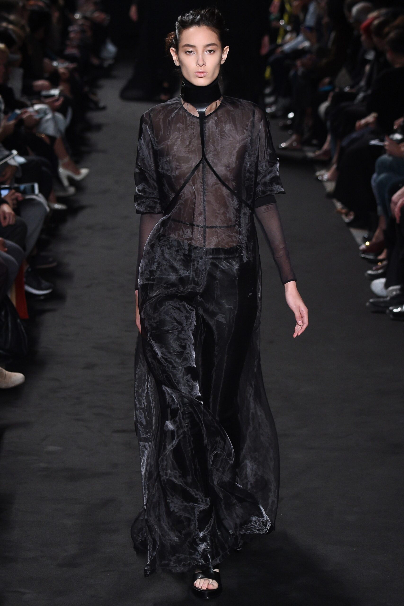 black silk flowing maxi dress