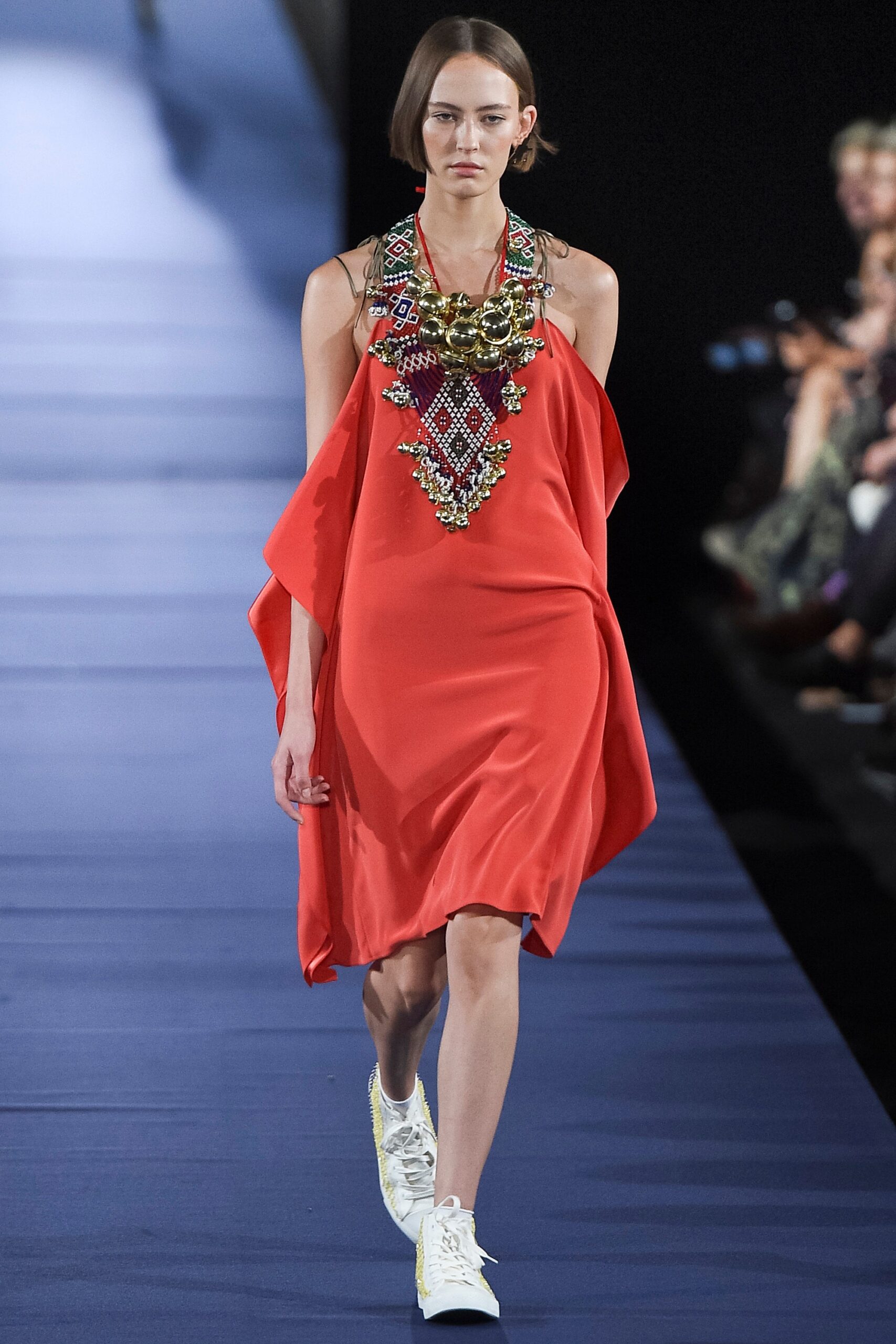 red silk relaxed dress