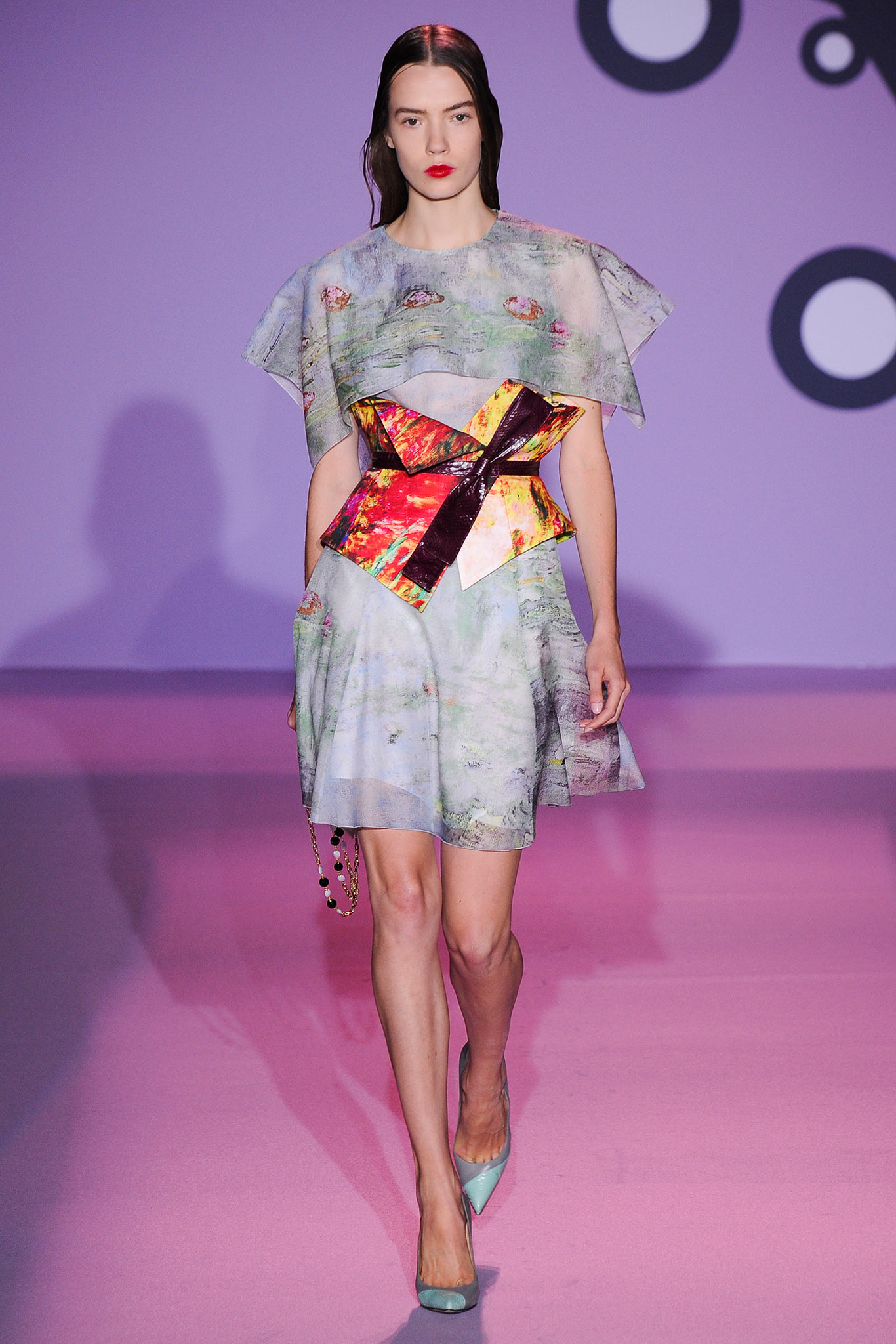 multi-colored silk sleeveless dress