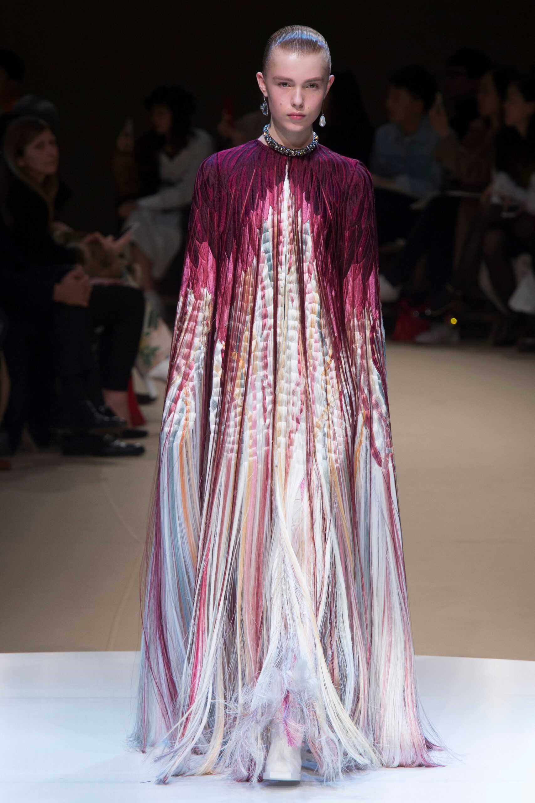 red and pink flowing cape