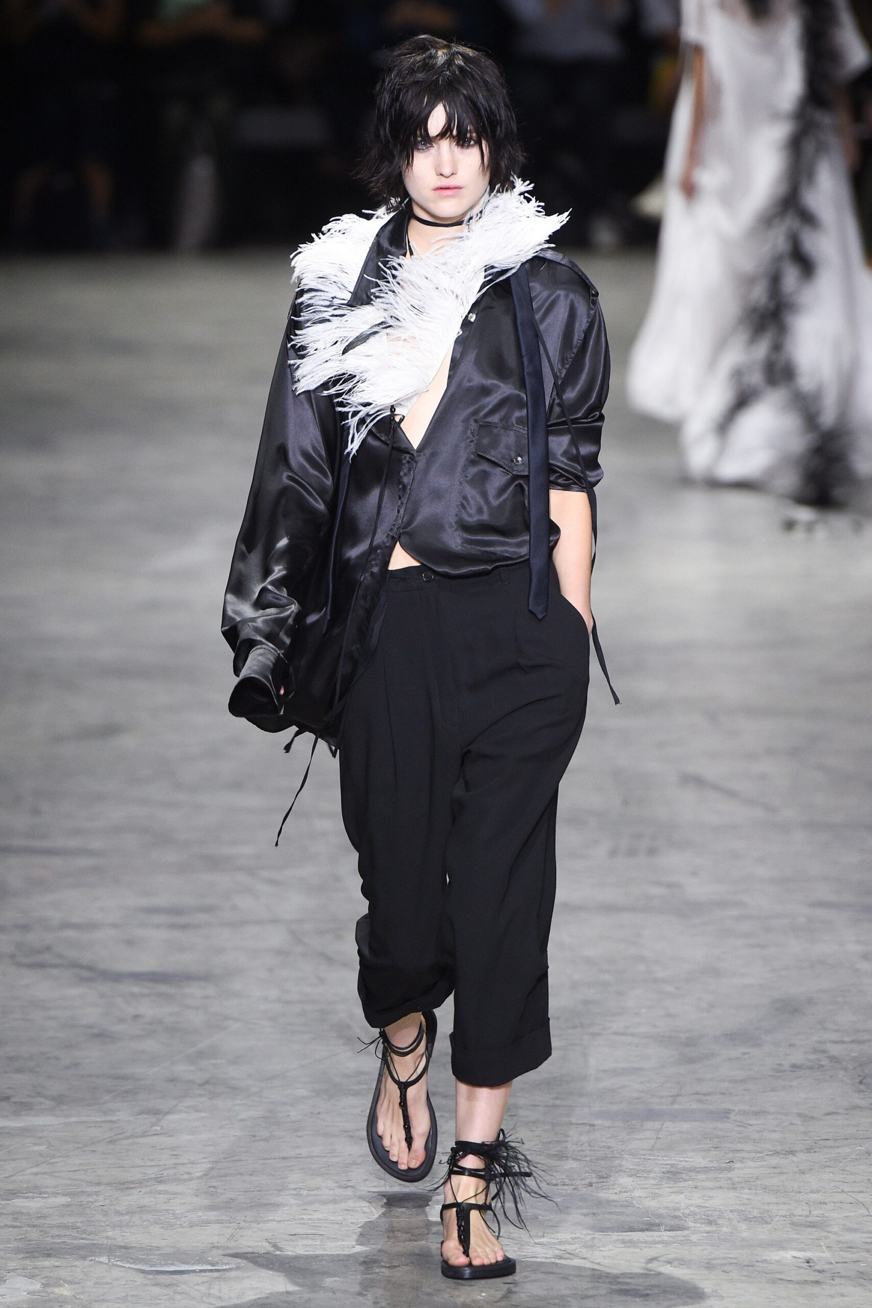 black relaxed silk jacket and pants