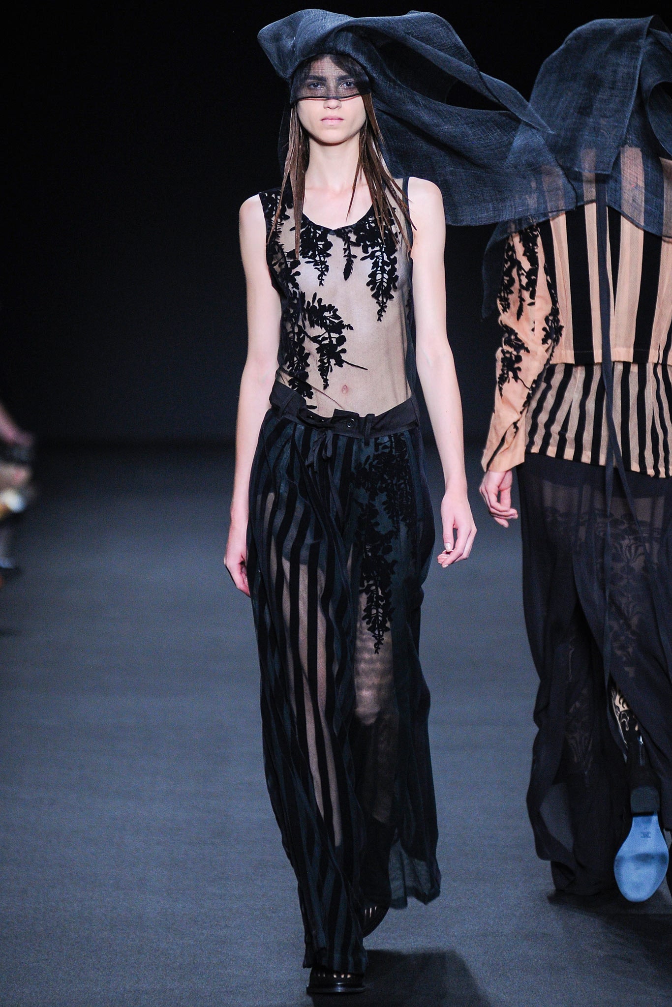 black sheer embroidered maxi dress