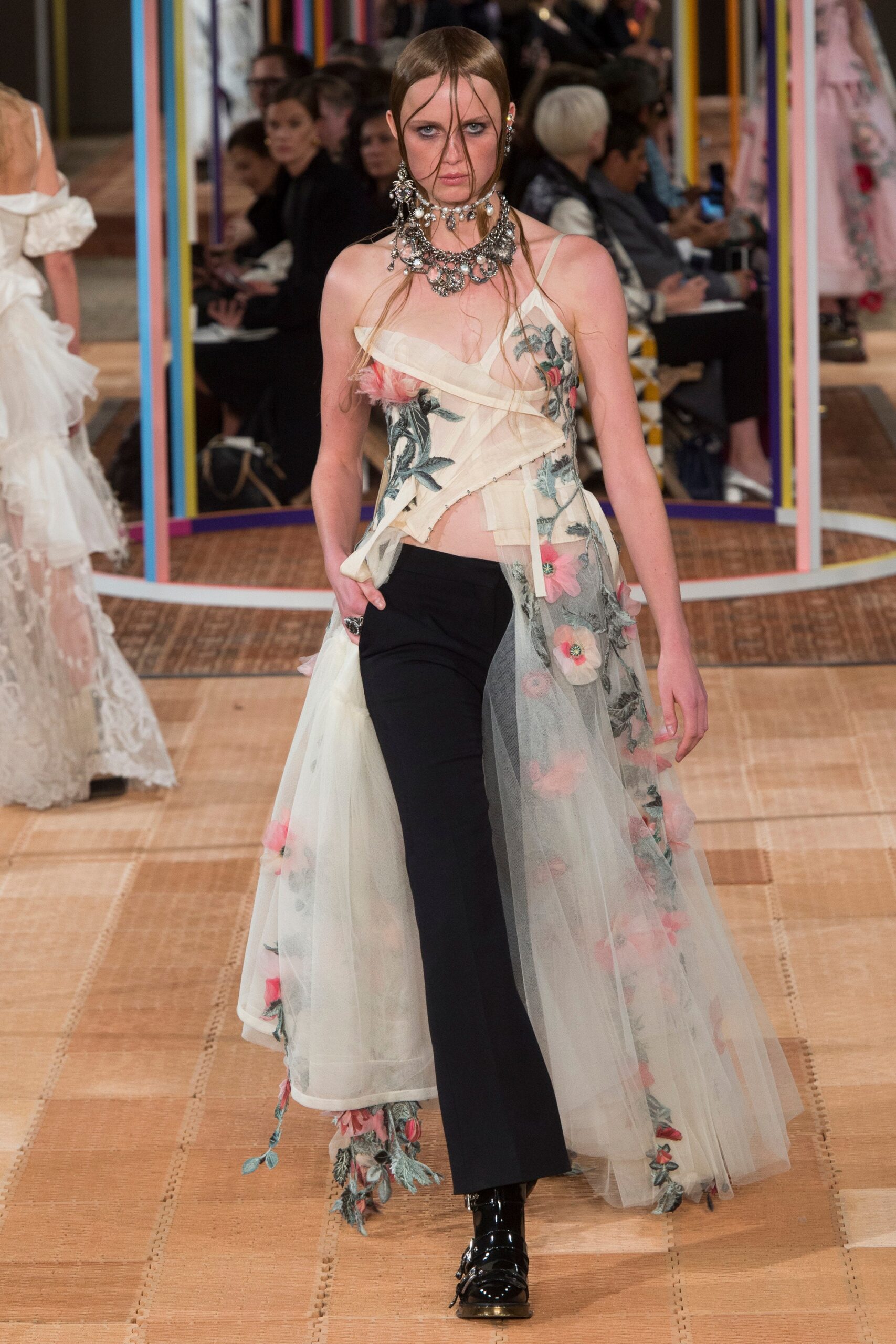 floral midi dress with black pants