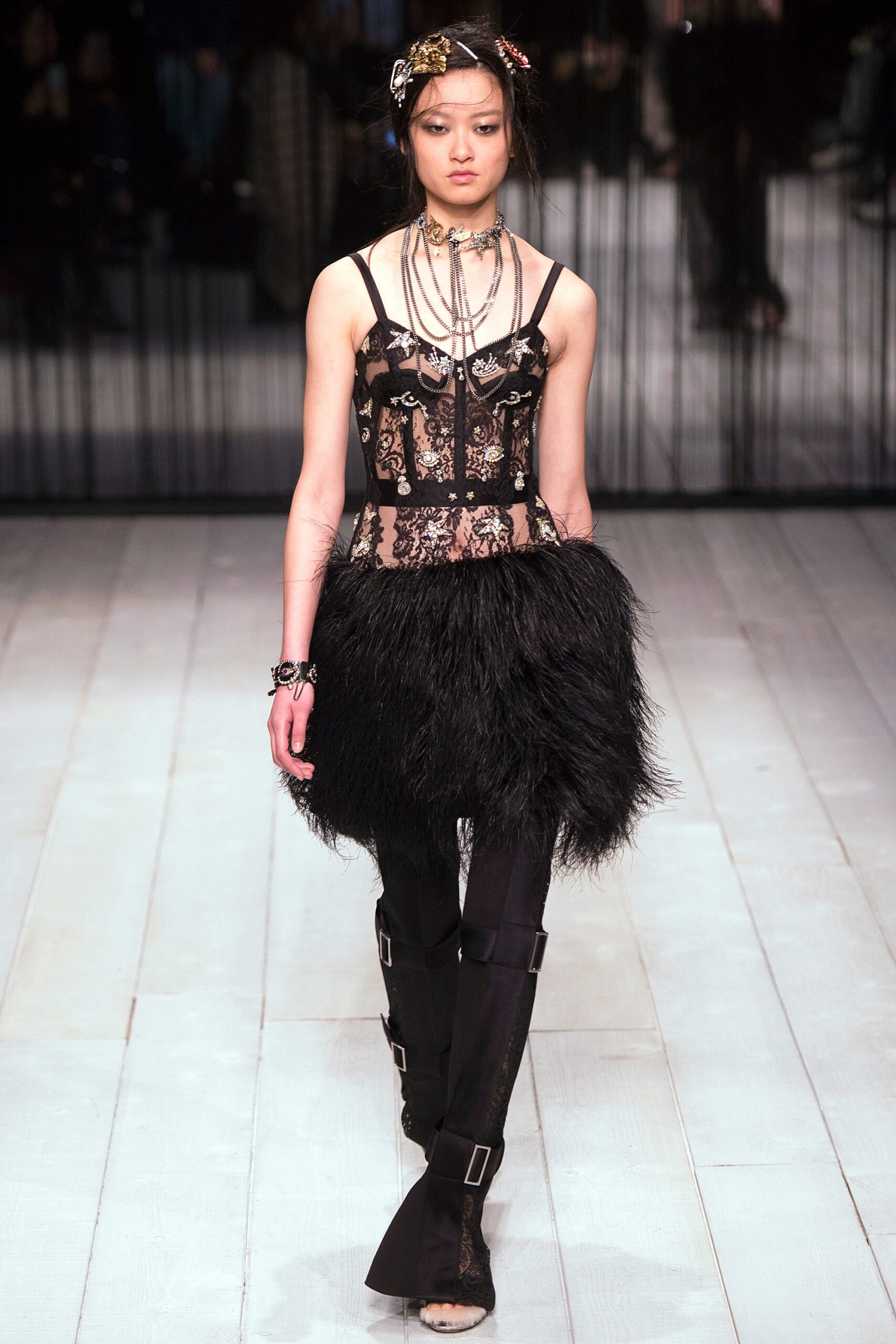 black lace mini dress