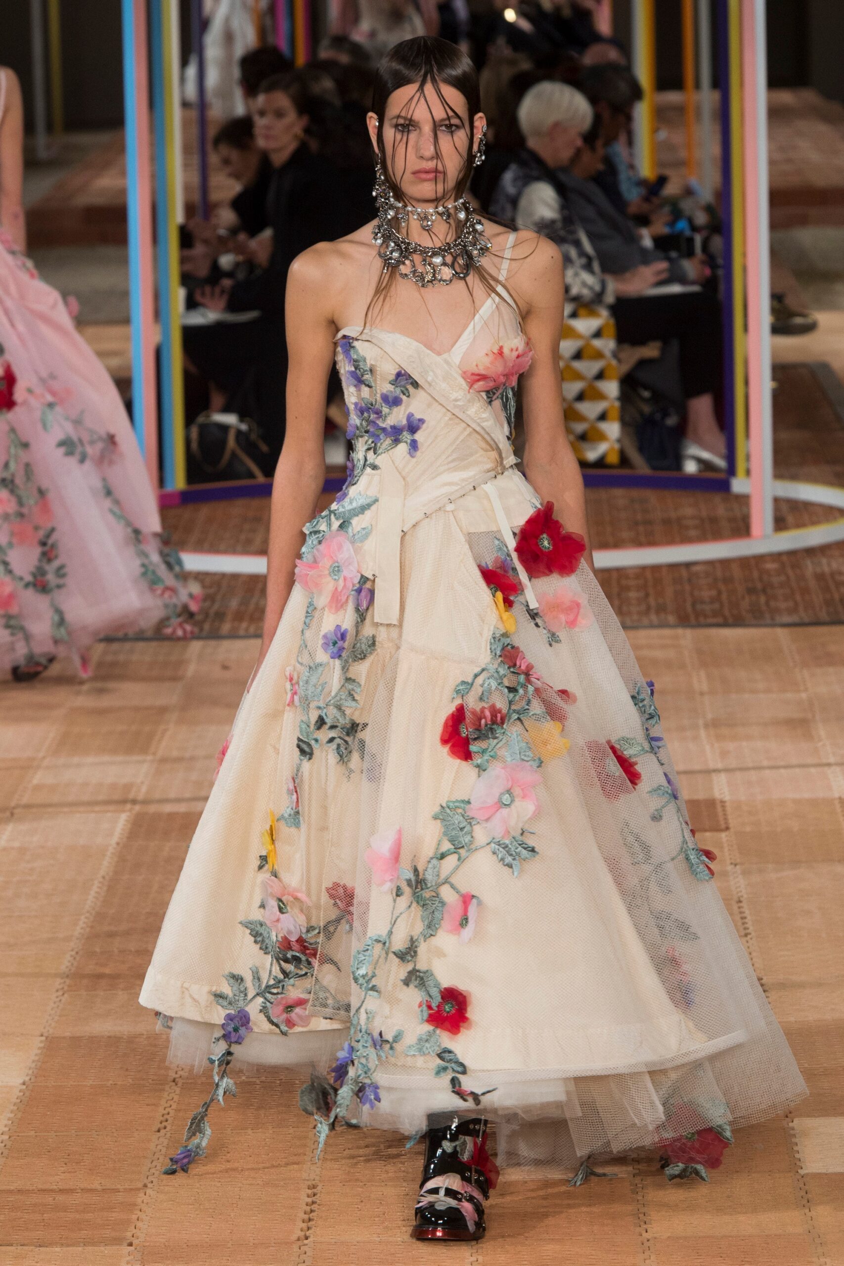 ivory floral tulle gown