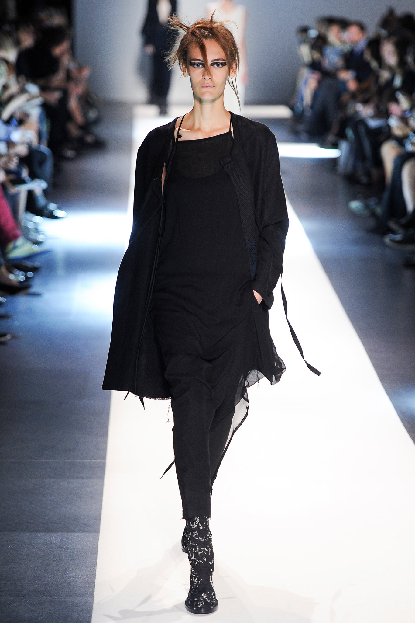 black layered midi dress with coat