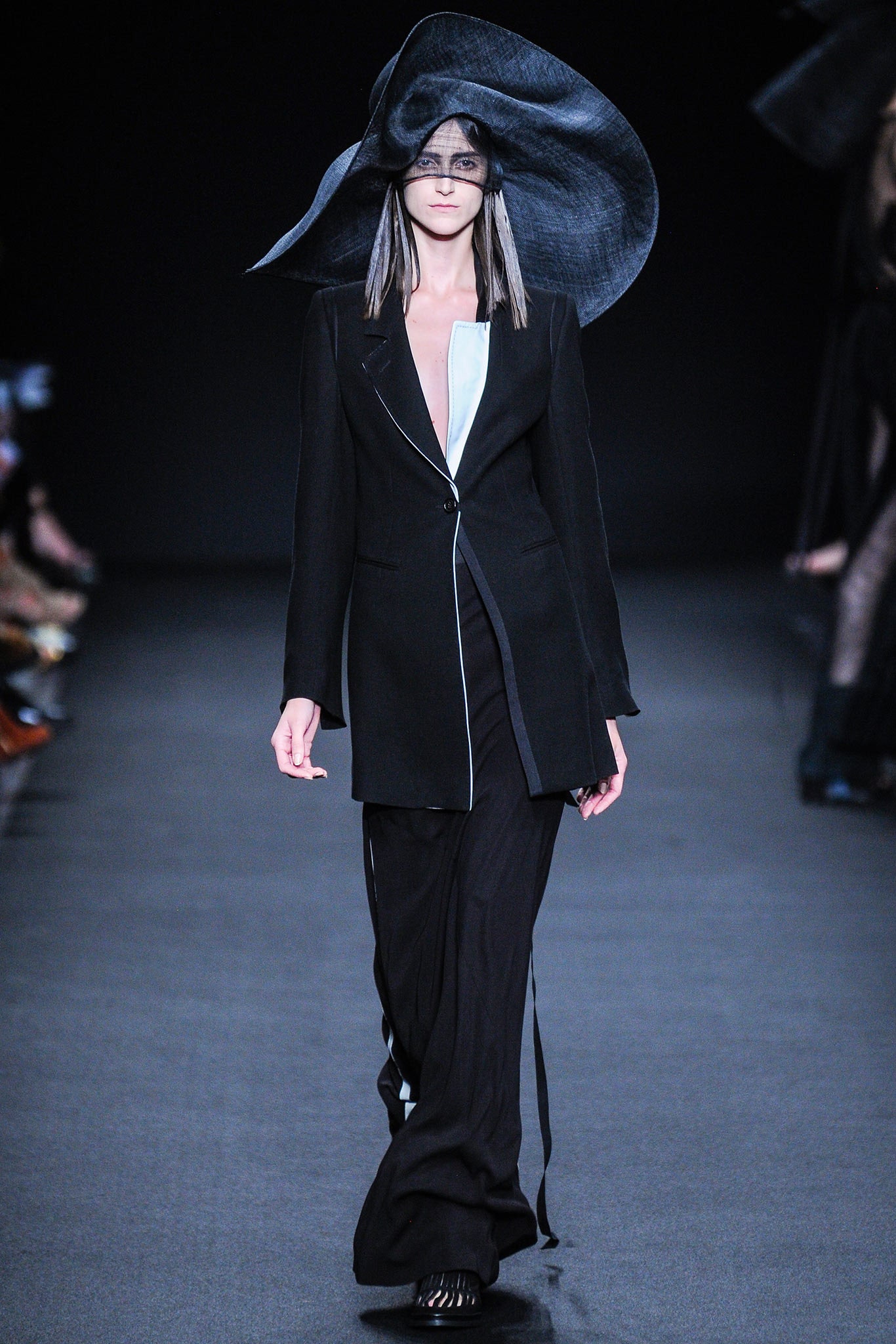 black wool long-sleeve v-neck tailored buttoned blazer