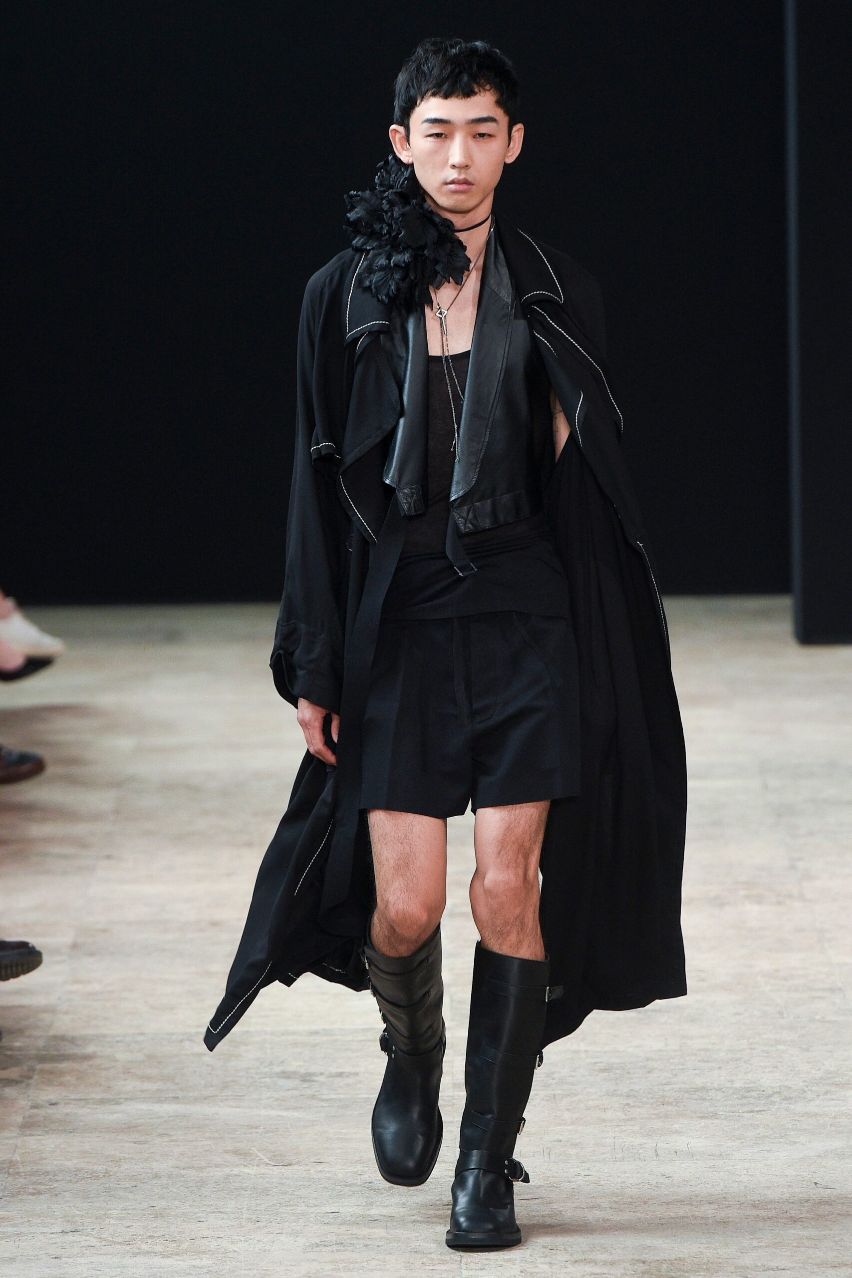 black layered coat with fitted top