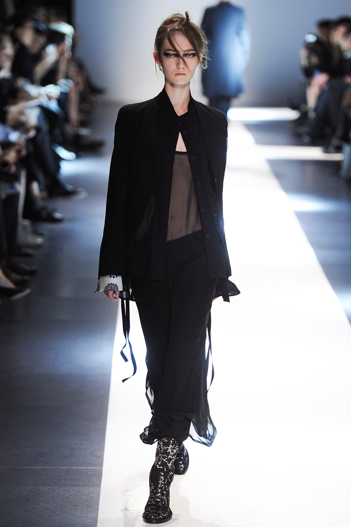 black silk blouse and pants