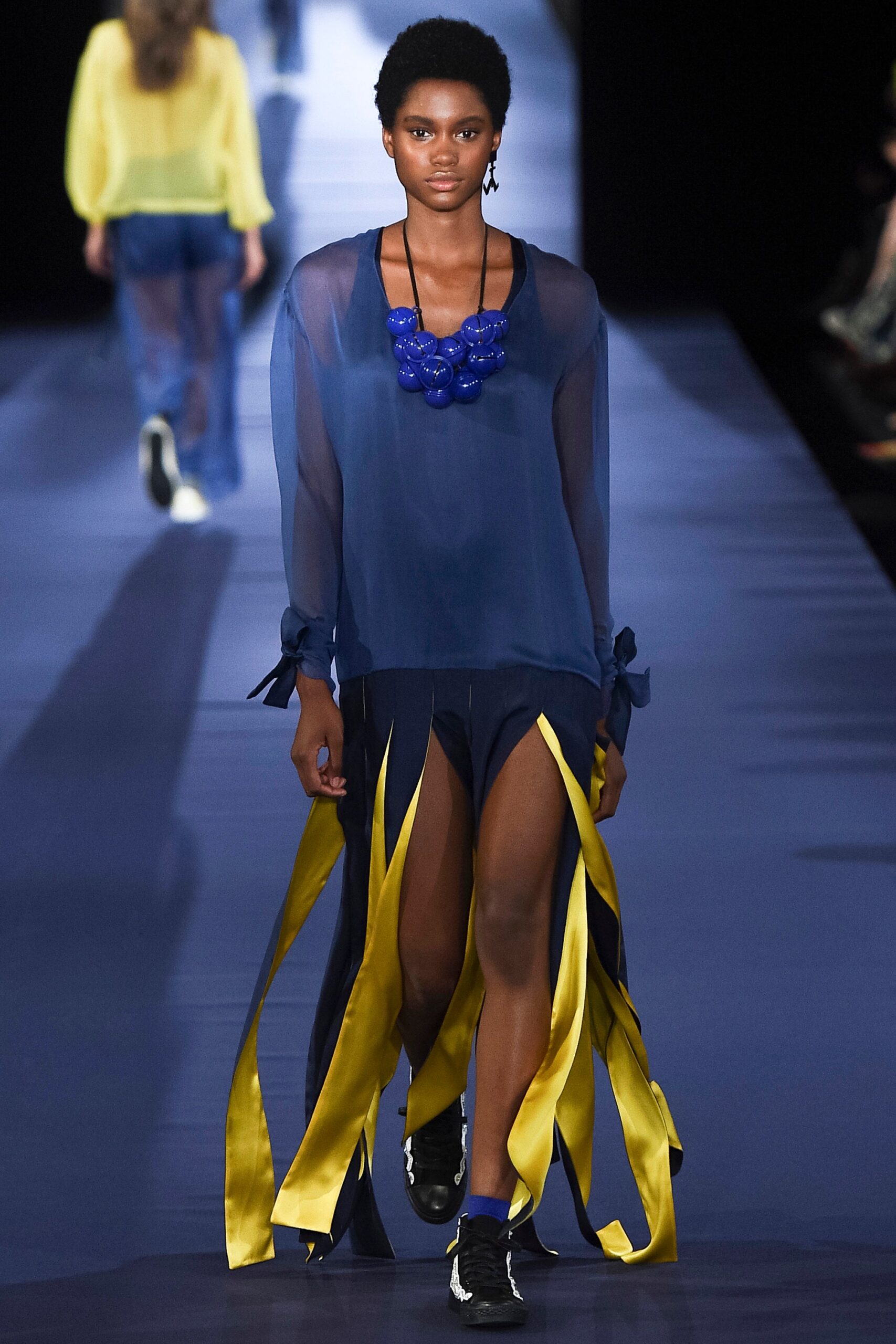 blue silk relaxed dress