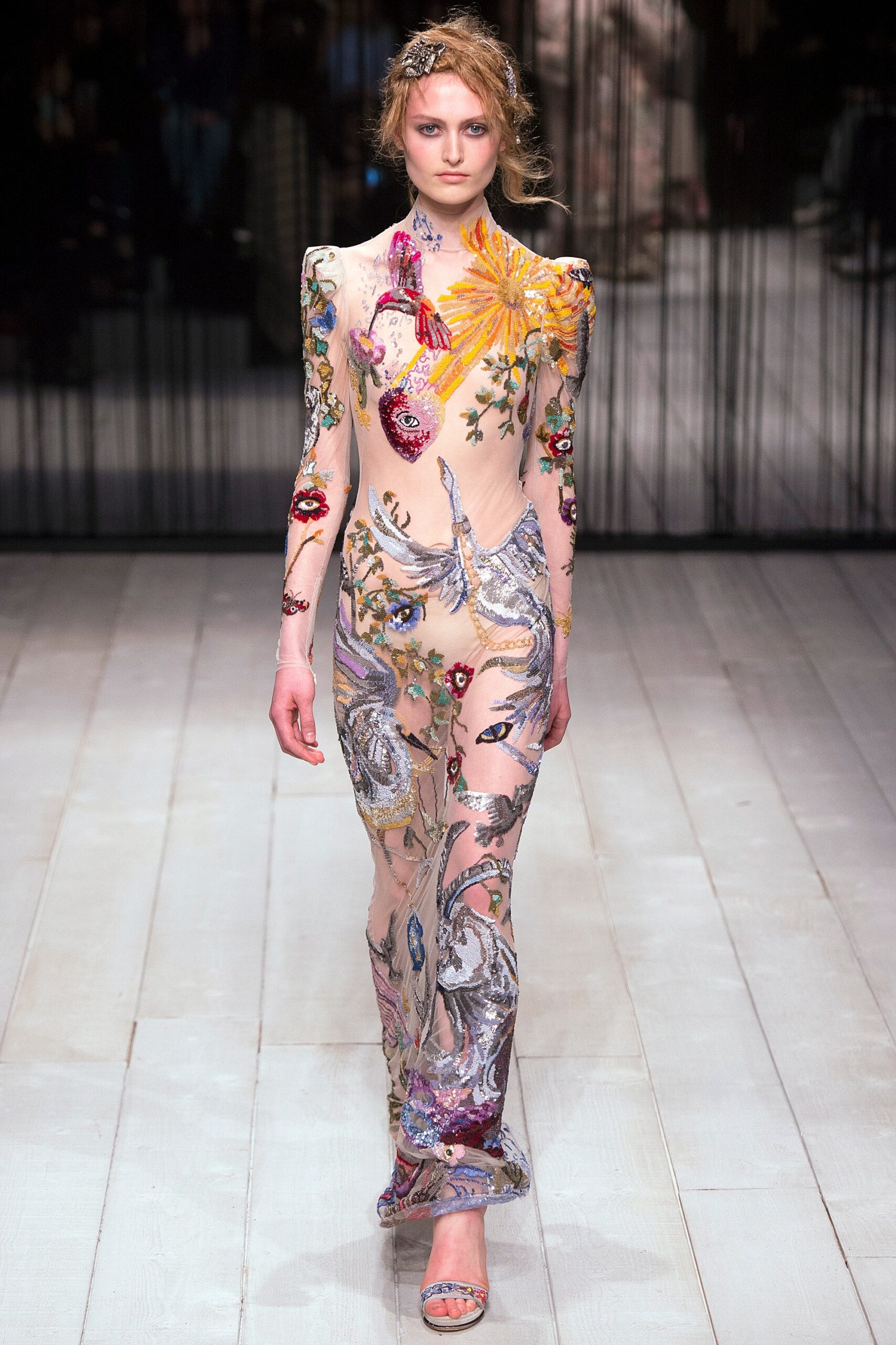 sheer embroidered maxi gown