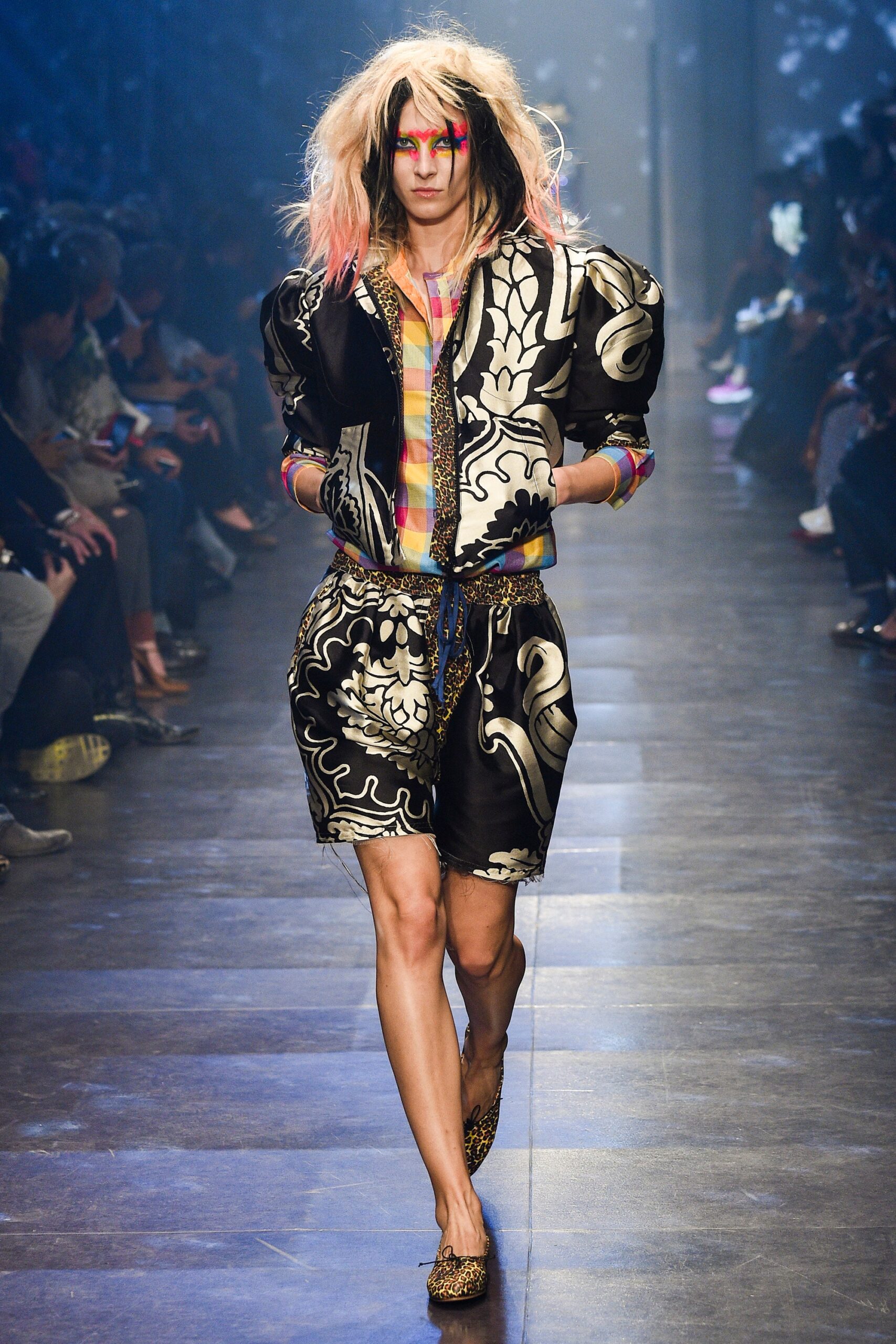 black embroidered silk jacket with shorts