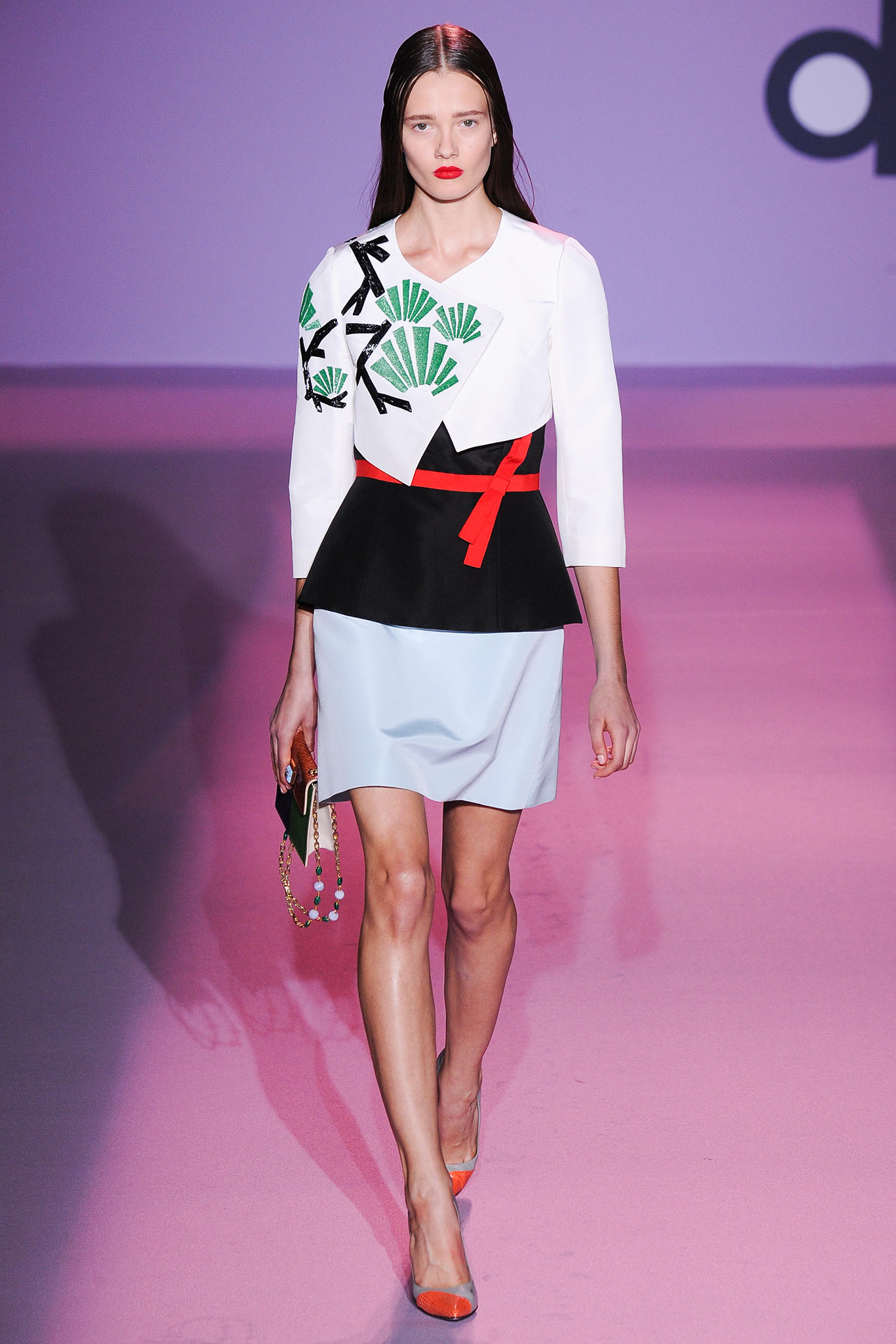 white long-sleeve collared fitted embroidered layered top