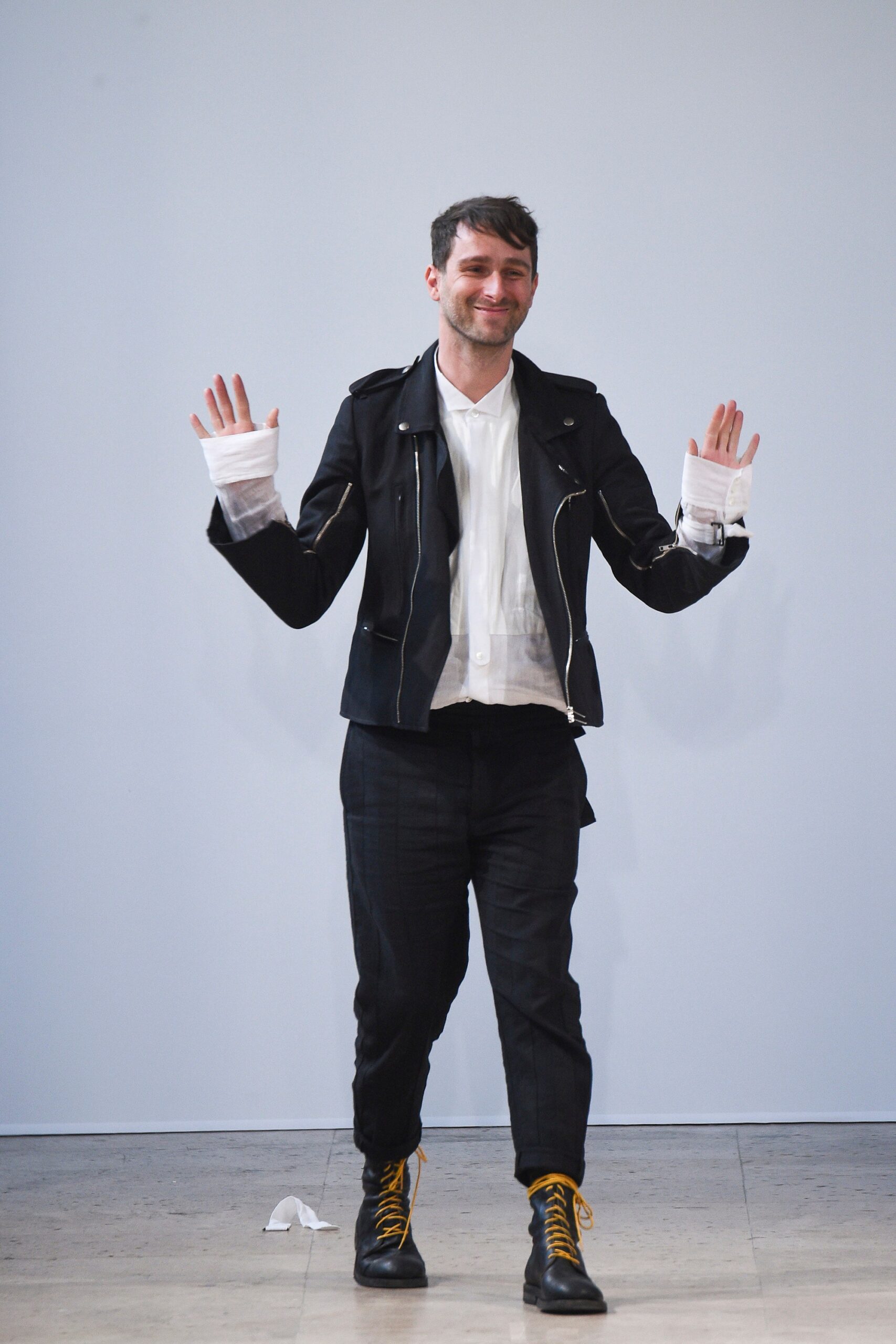 black leather boots