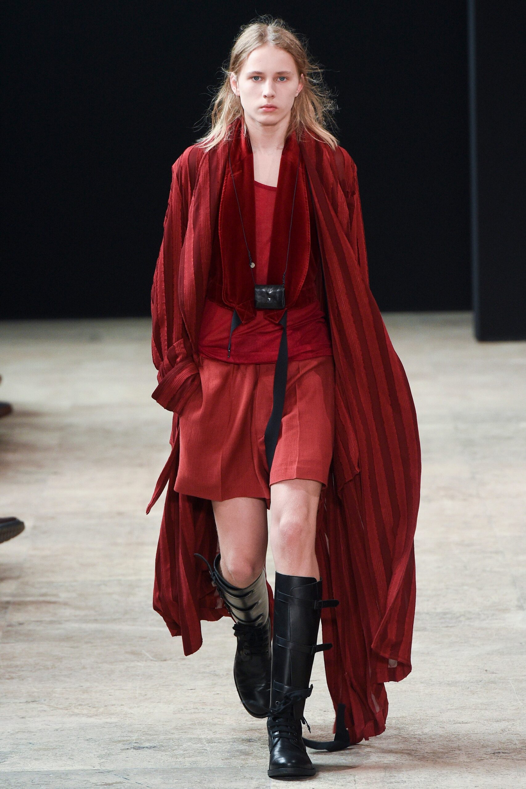 red silk layered dress with cape