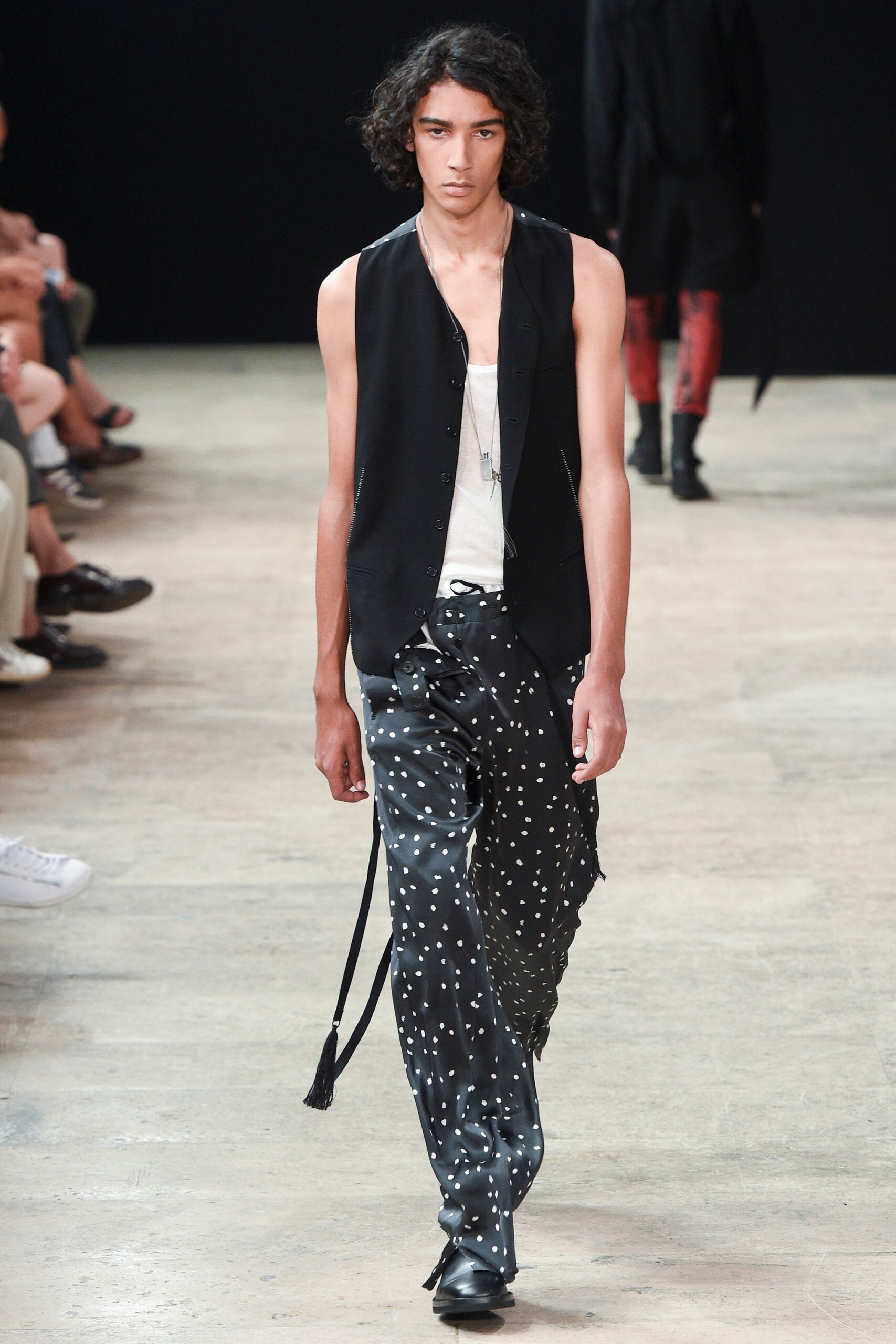 black fitted vest and pants