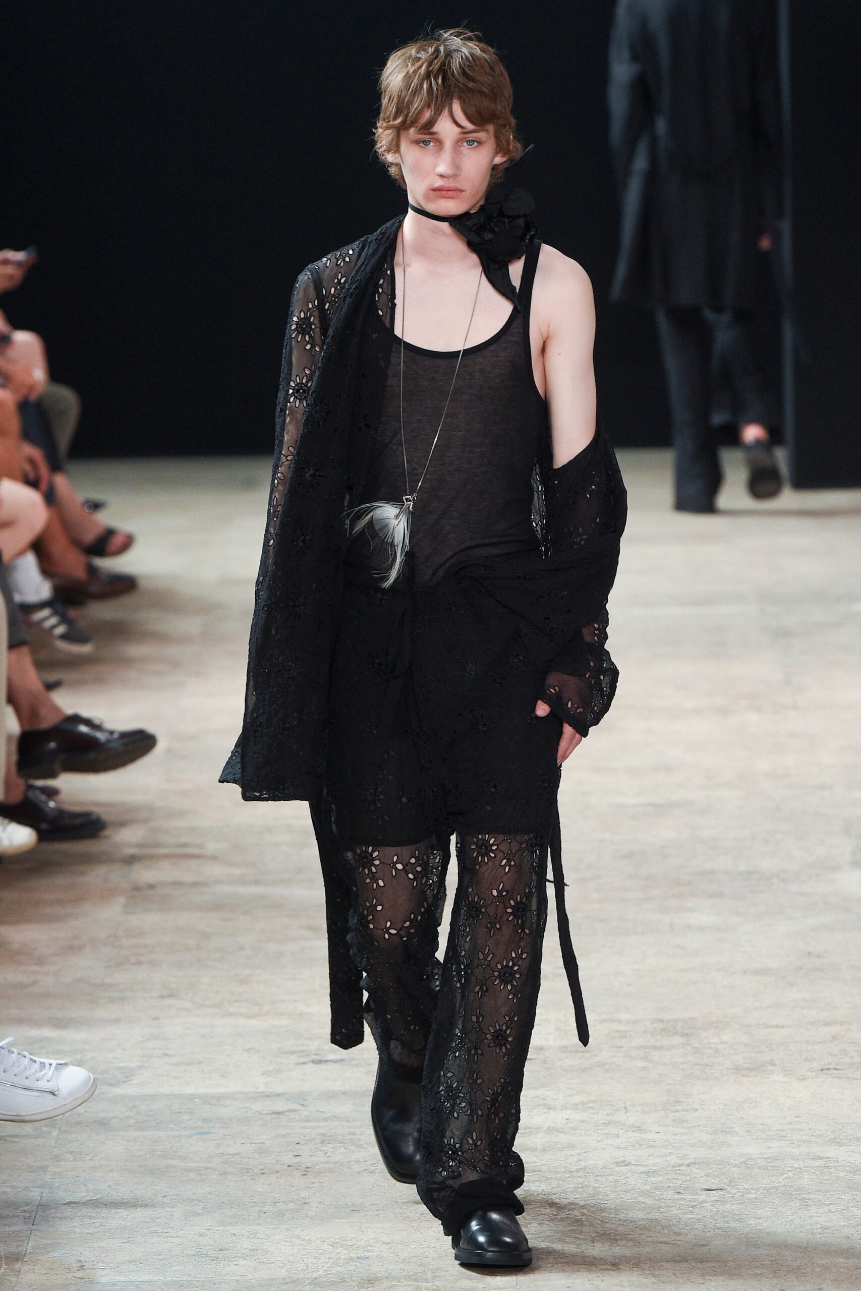 black layered top with flared pants