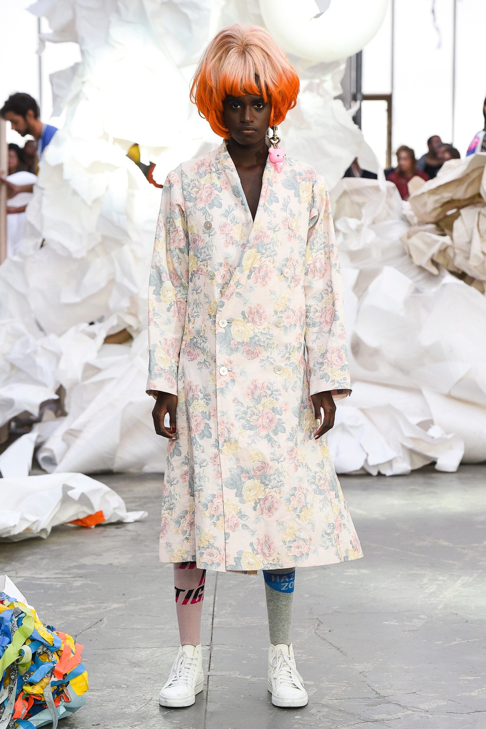 floral coat with fitted pants