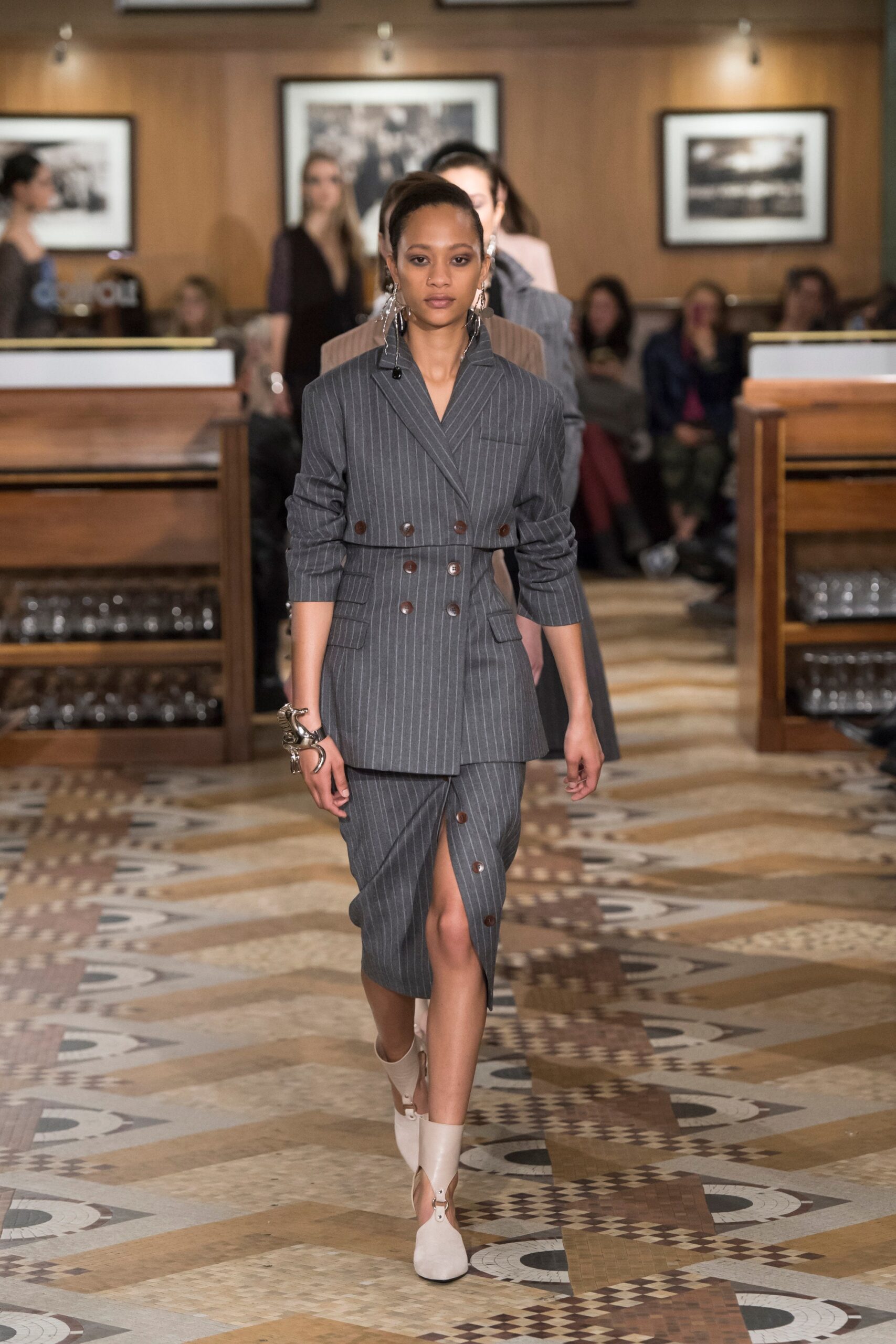 gray tailored striped suit