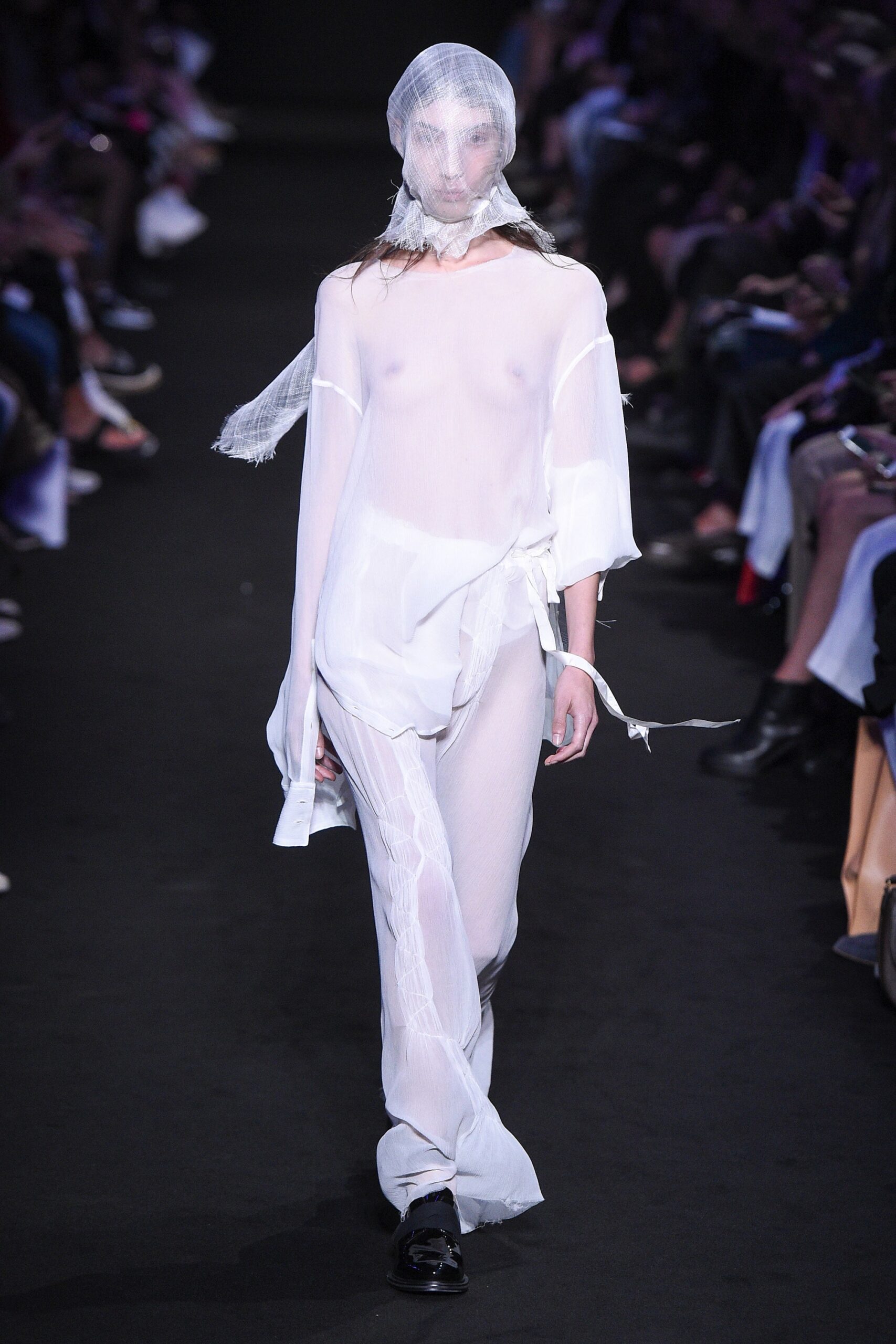 sheer white top and pants