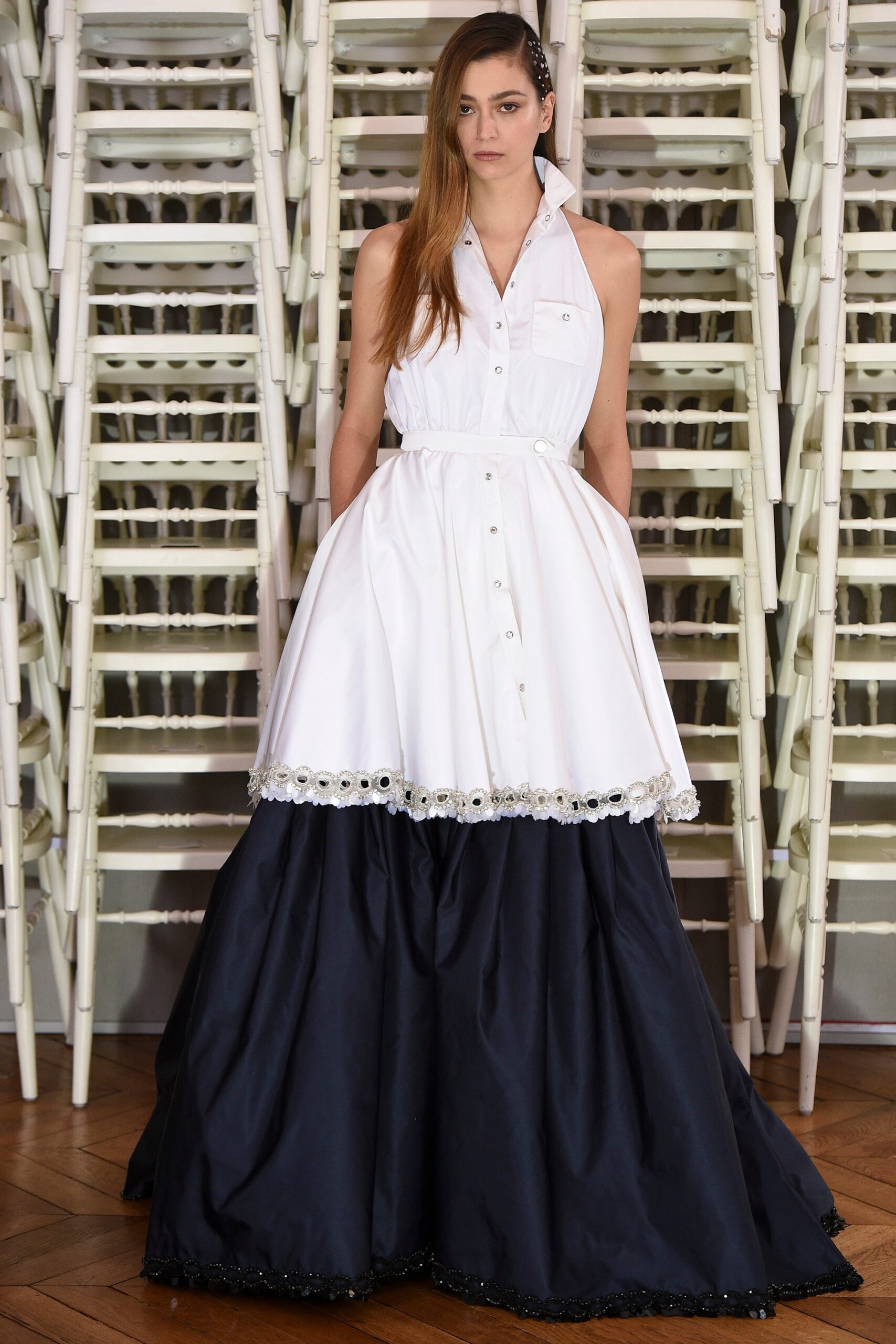 white collared tiered maxi dress