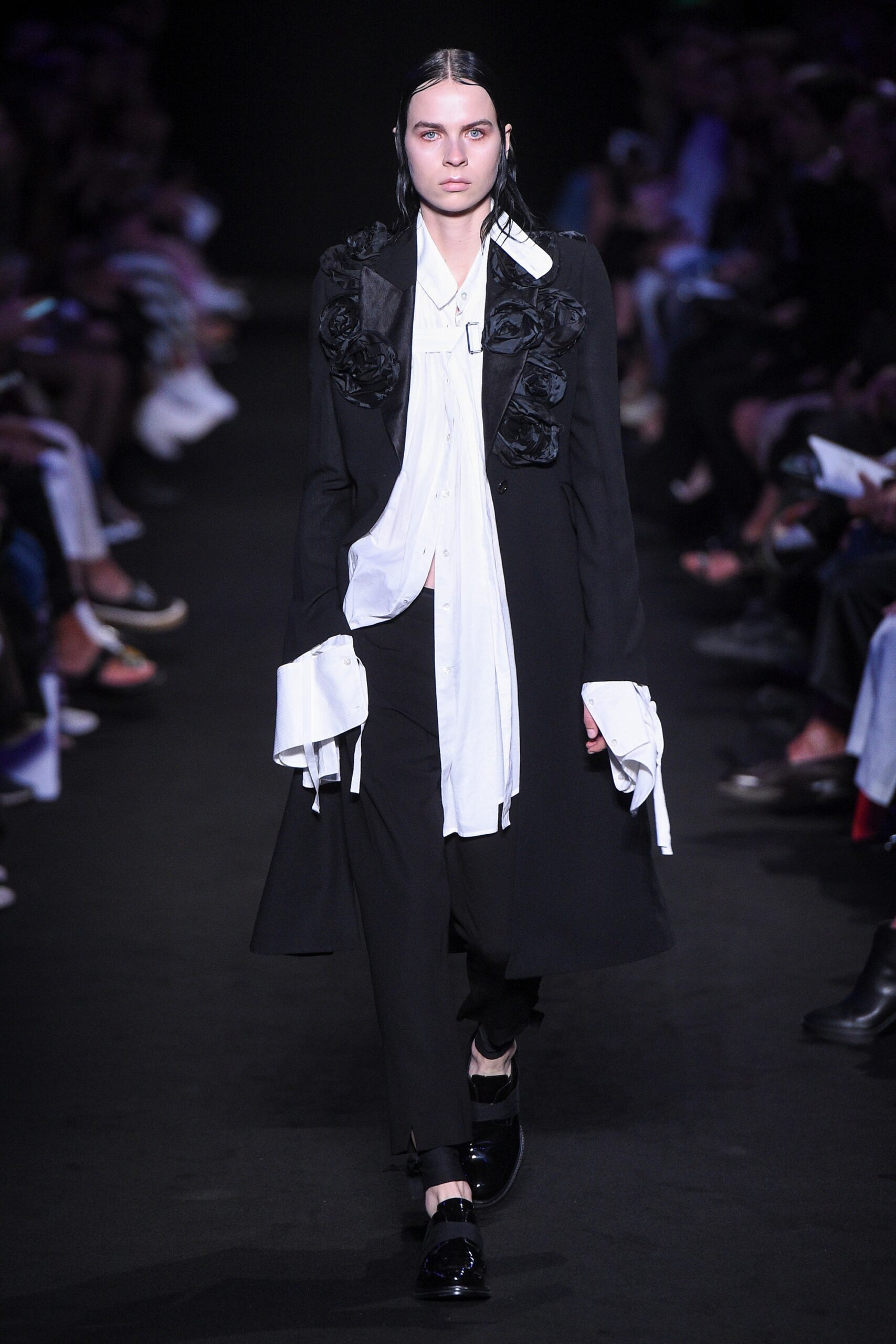 black wool coat with white shirt