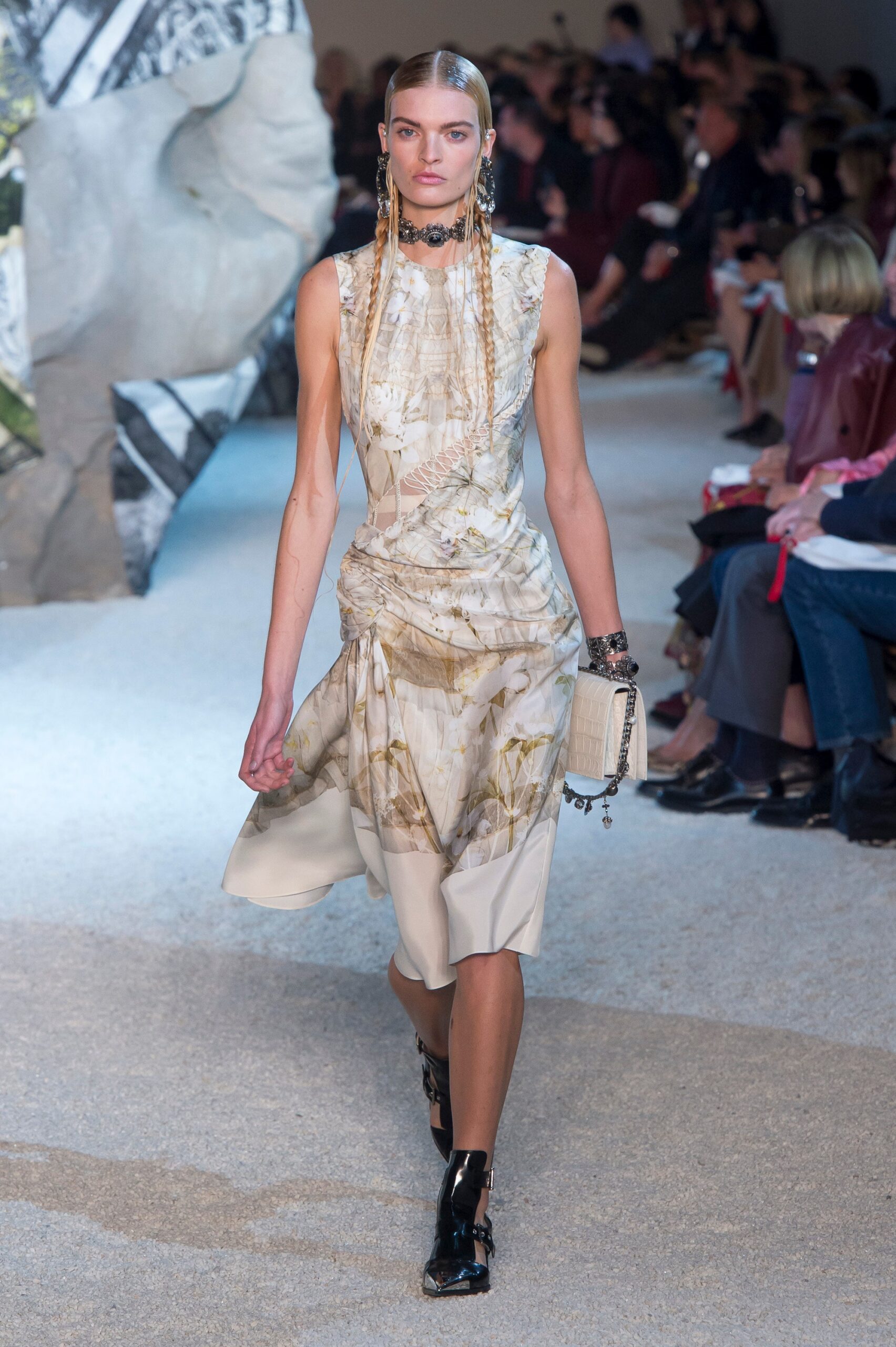 beige silk sleeveless dress