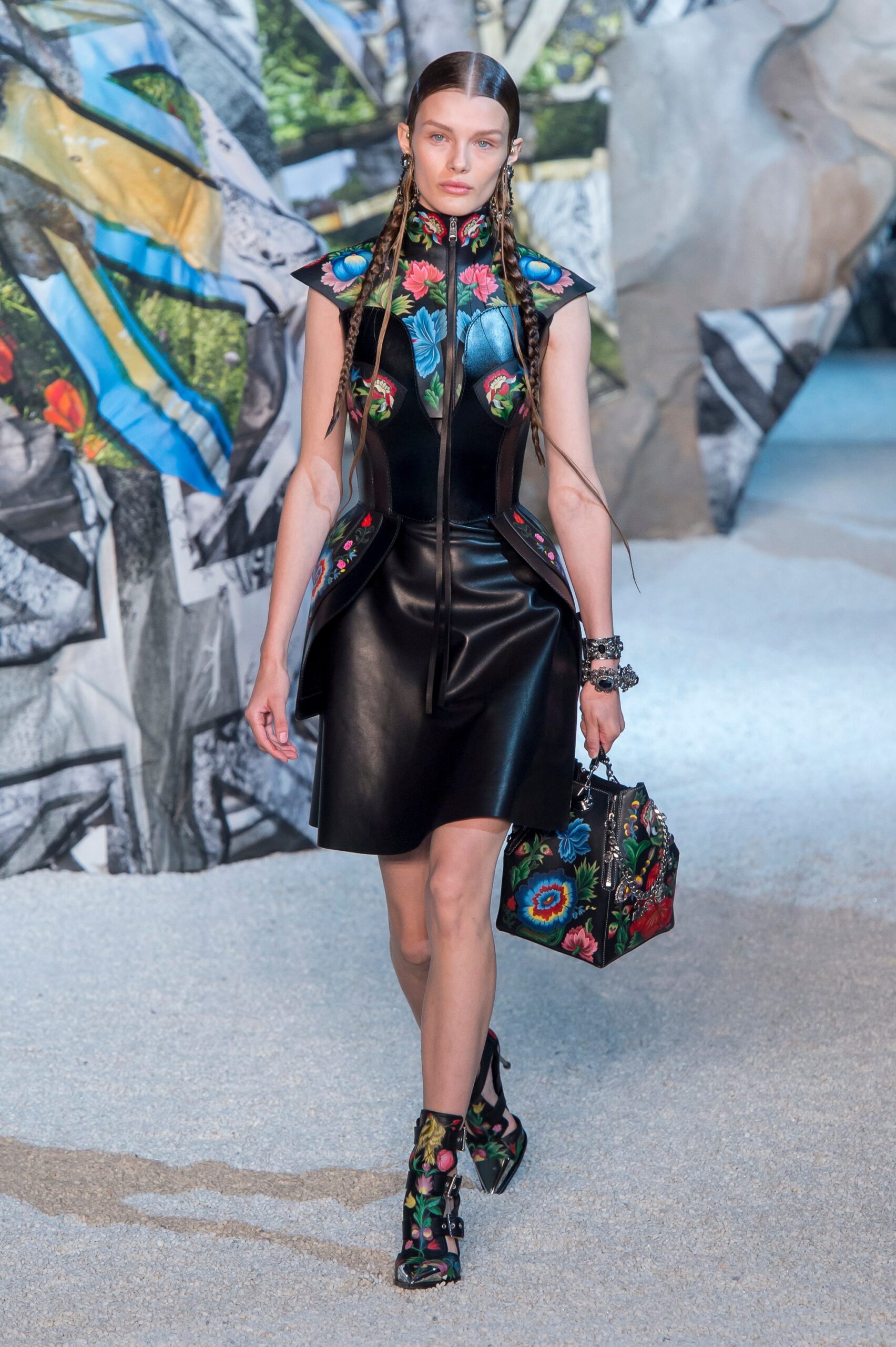 black leather fitted dress