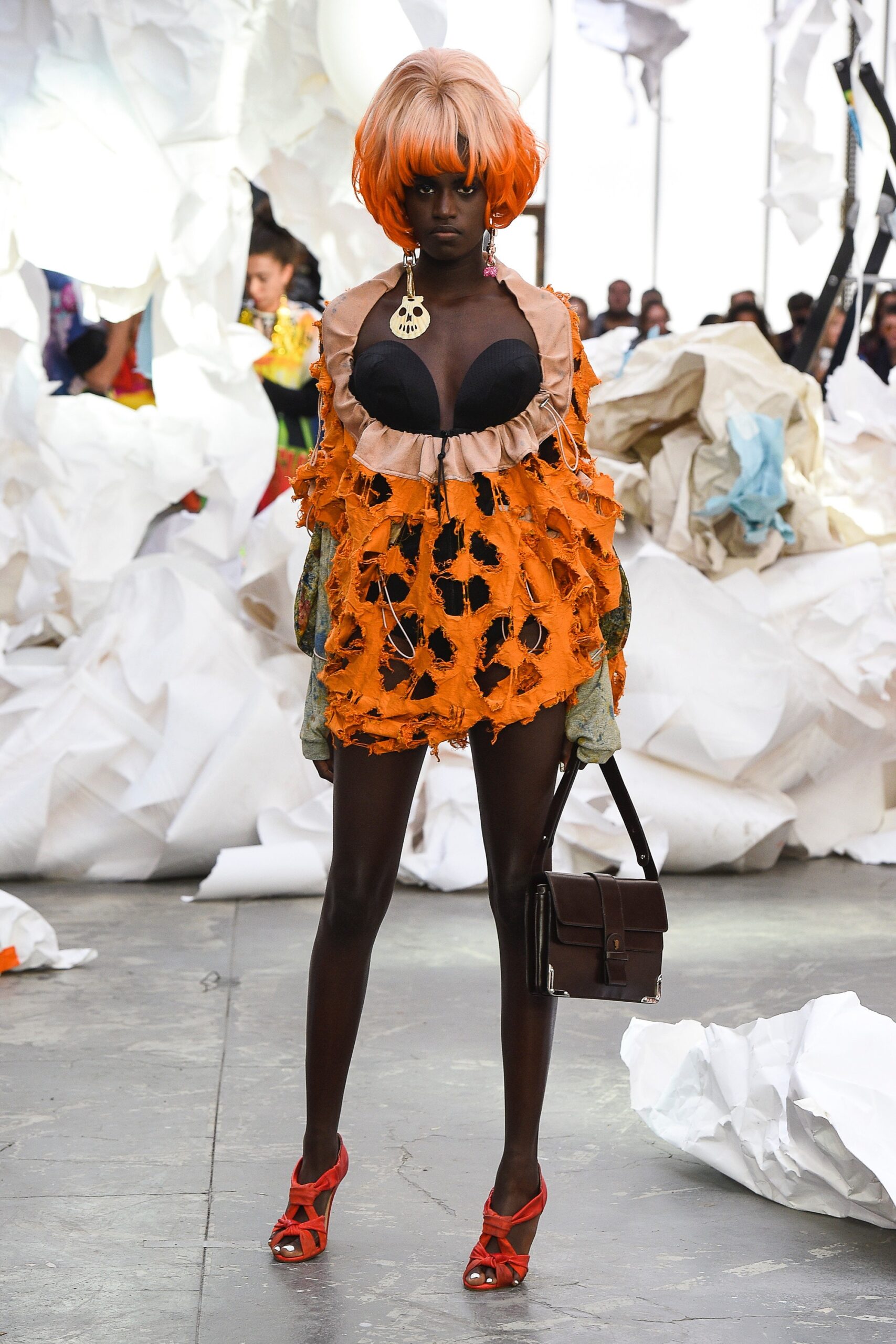 fitted orange mini dress