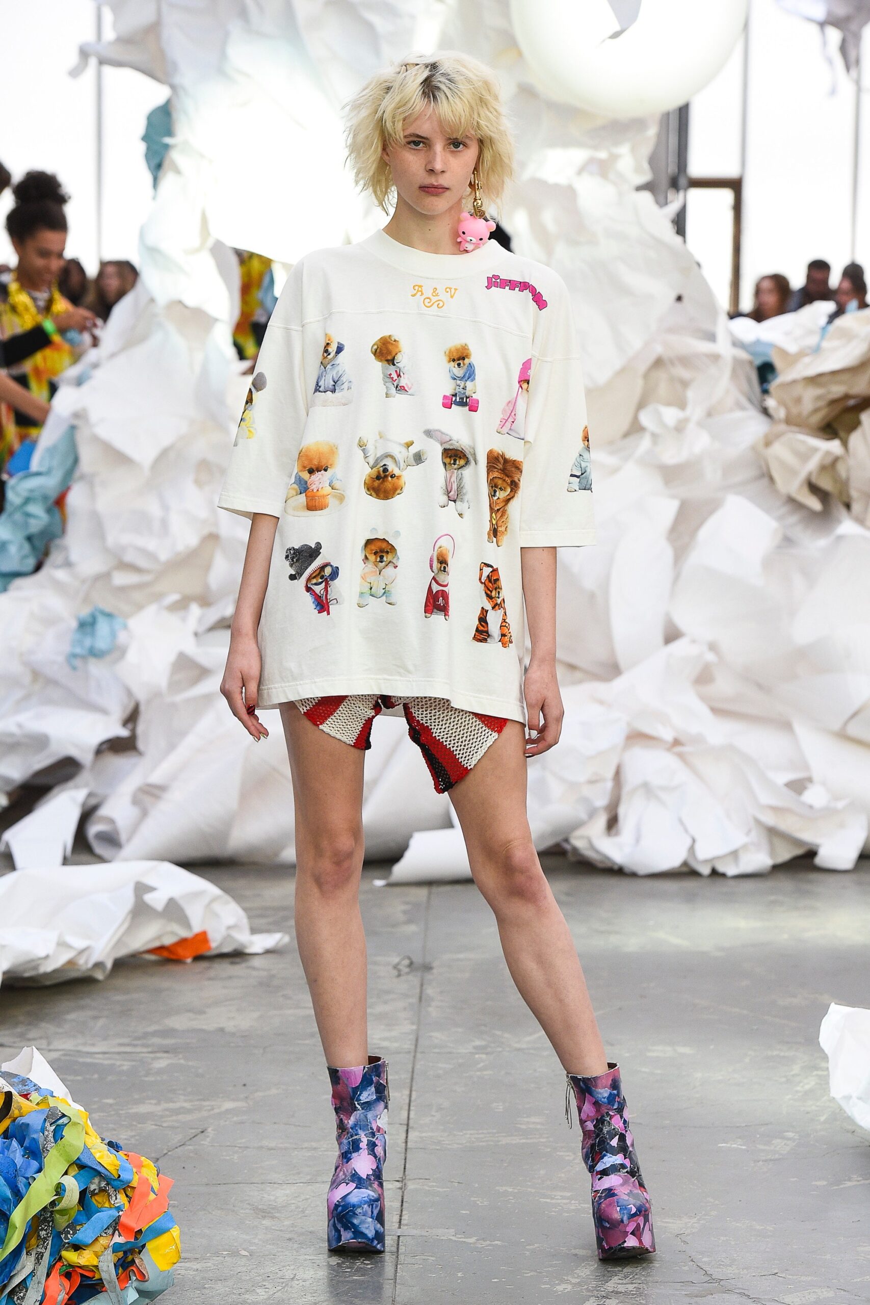 oversized white t-shirt with printed shorts