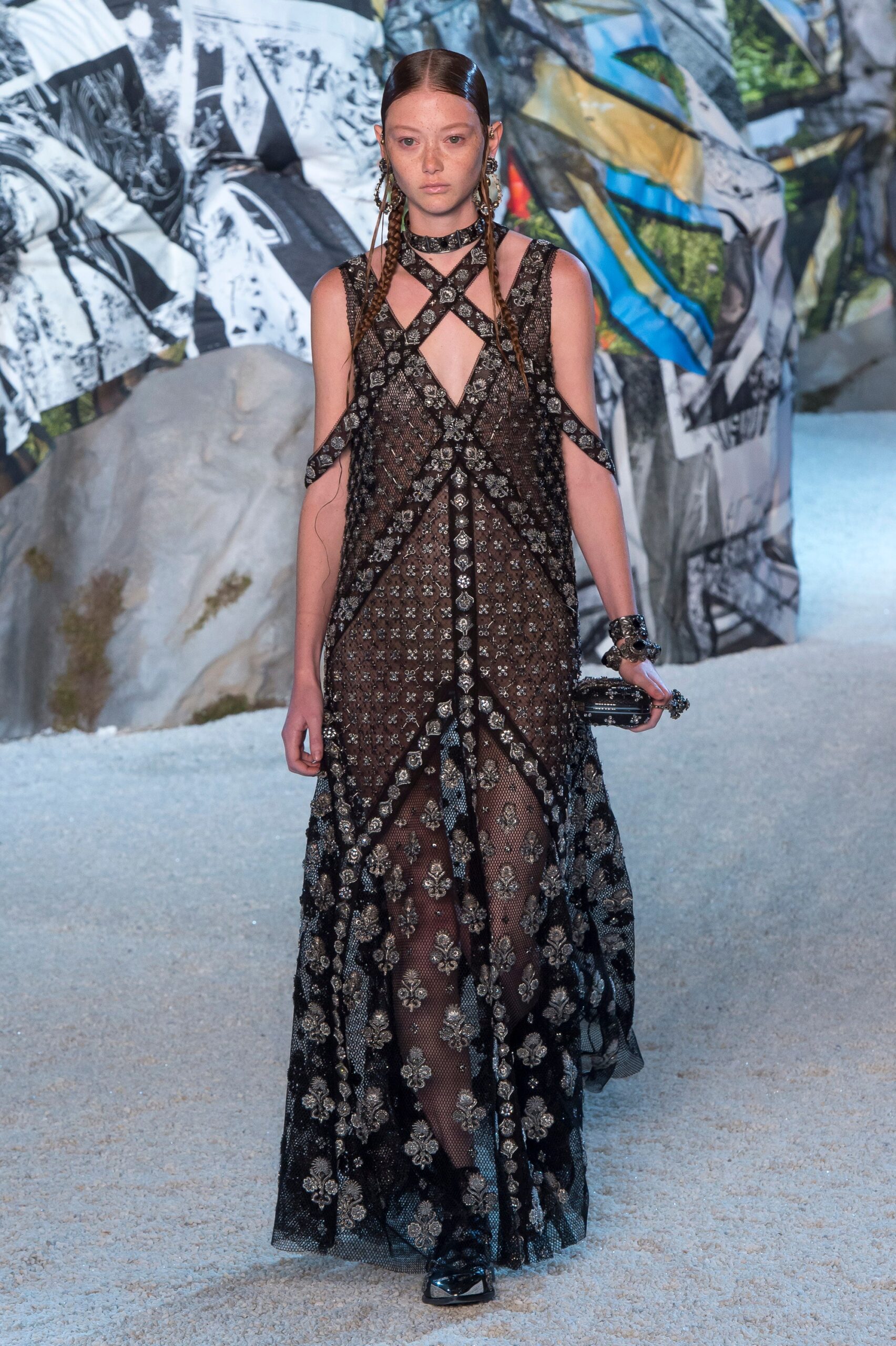 black silk sleeveless gown