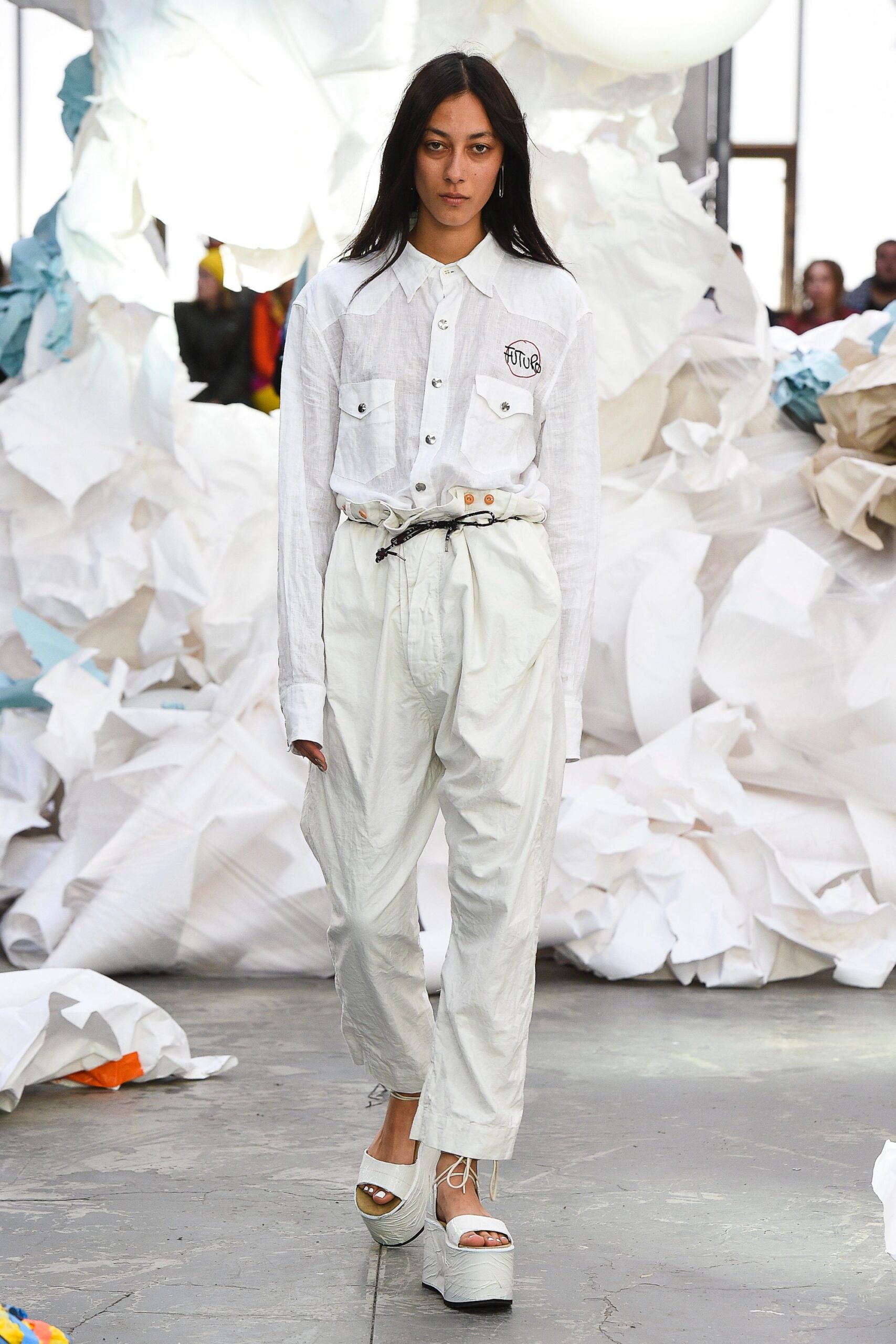 white relaxed shirt and pants