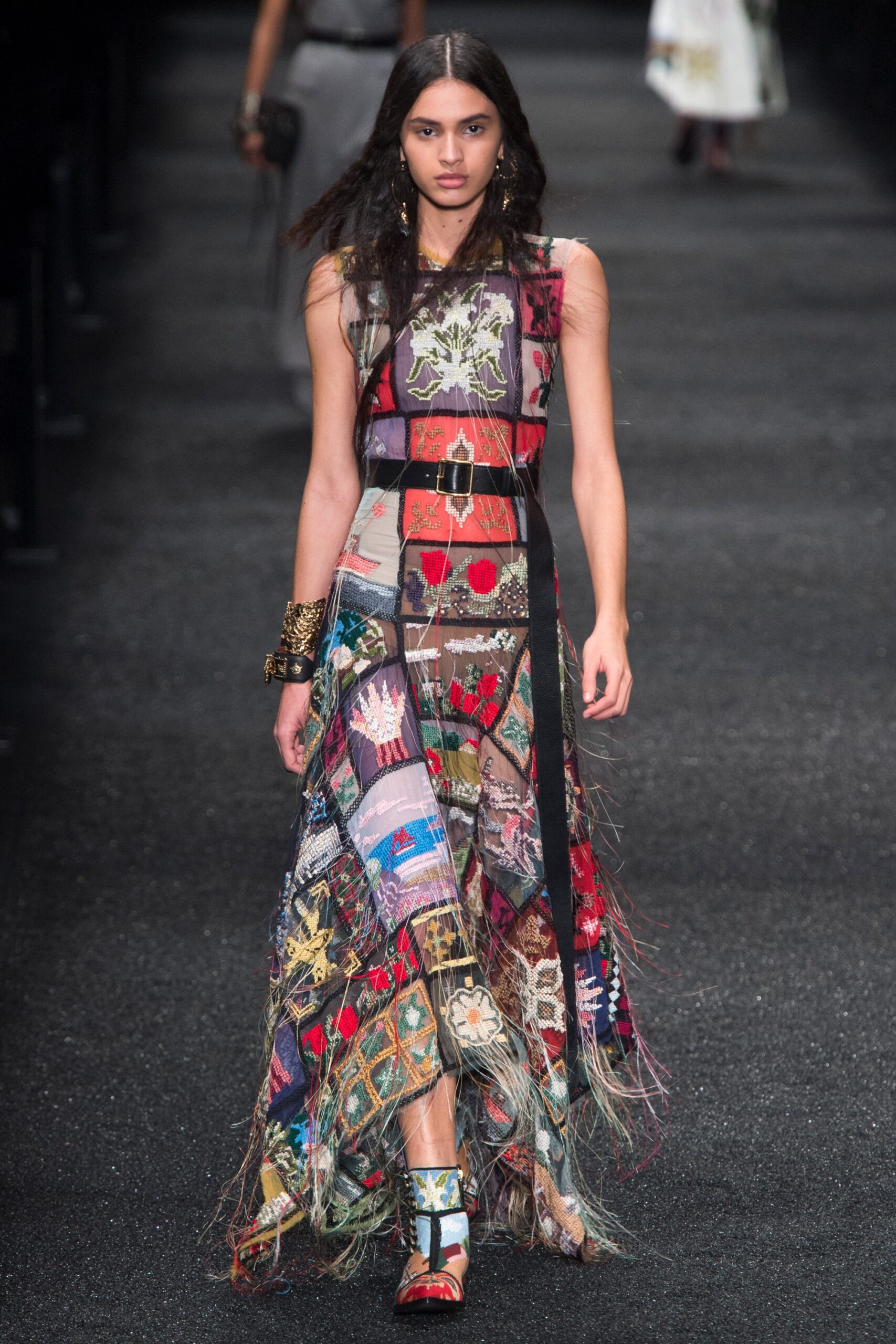 multi-colored embroidered maxi dress