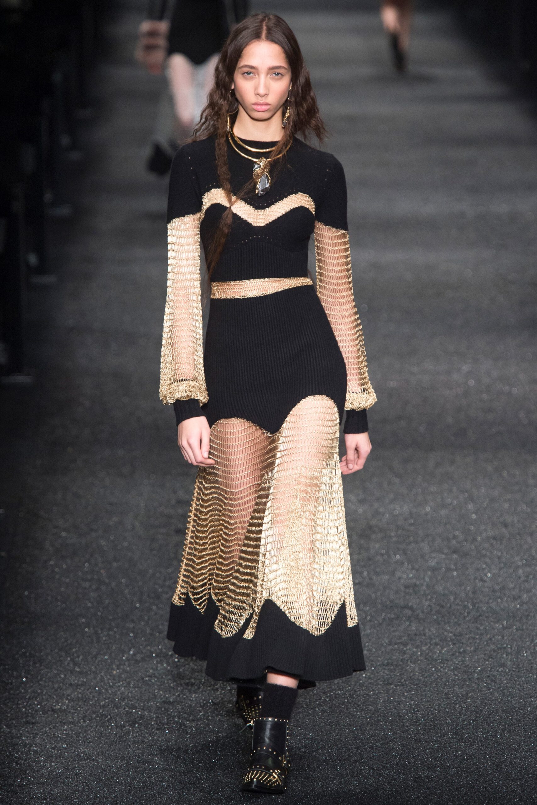 black and gold fitted midi dress