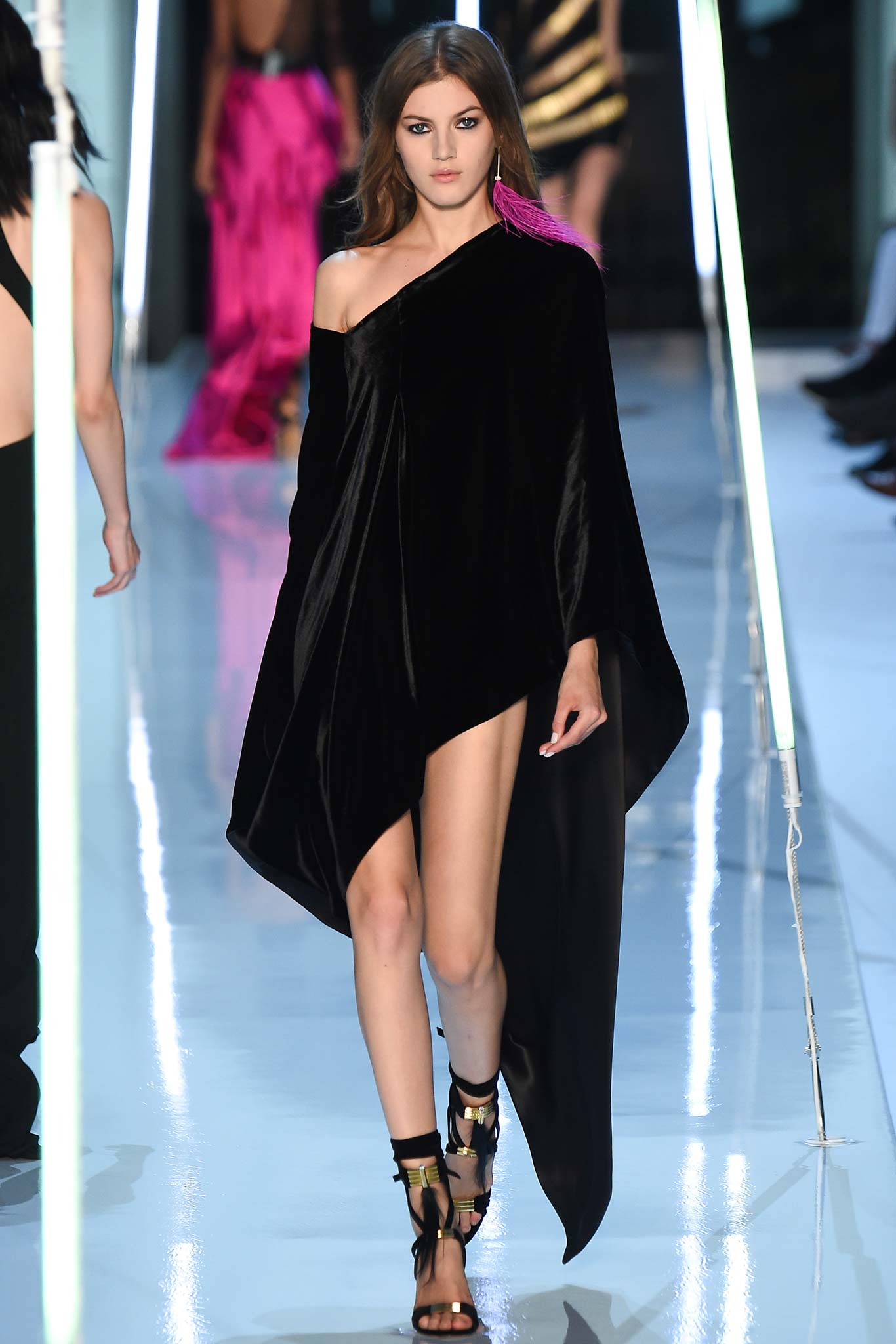 black velvet asymmetric dress