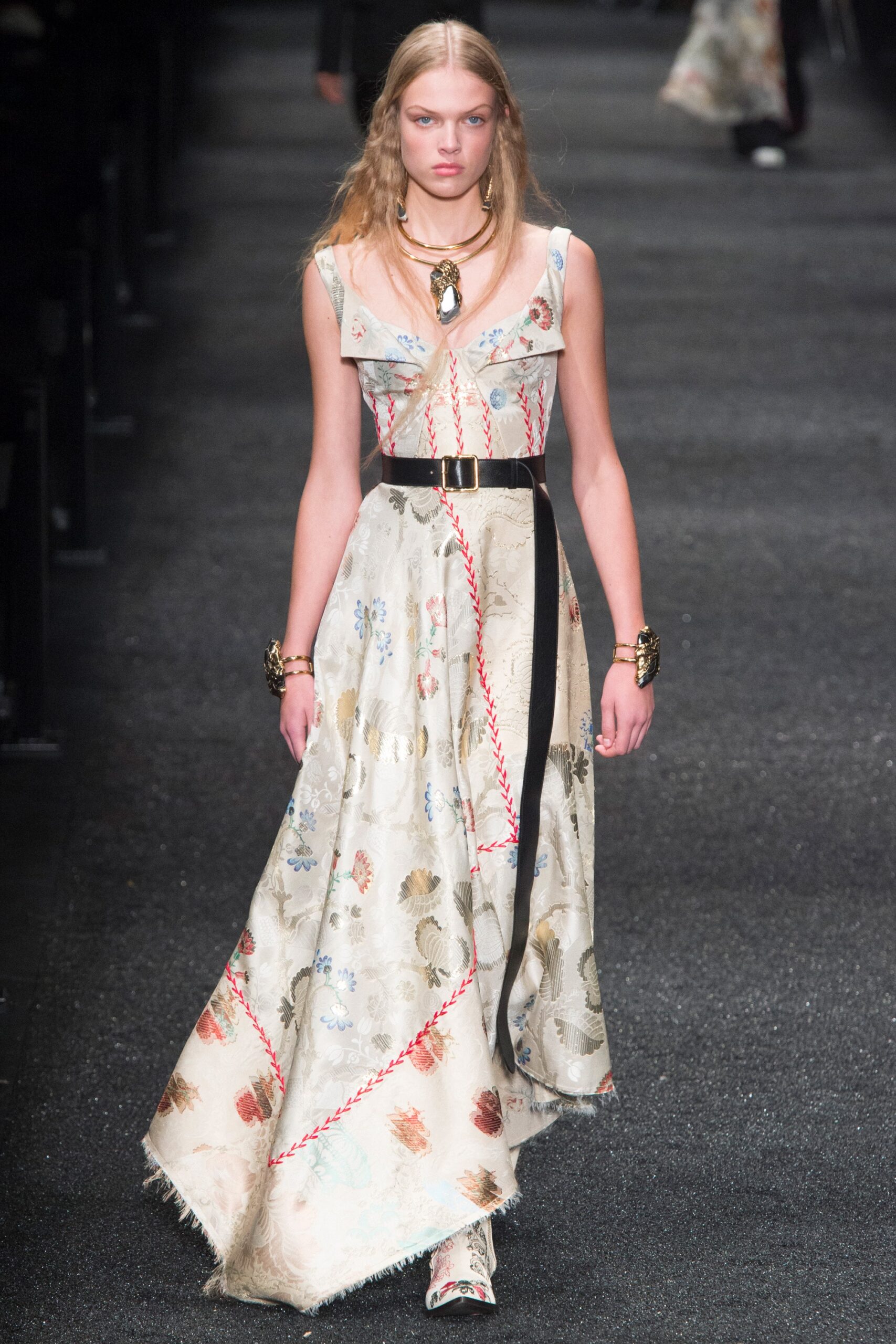 beige embroidered maxi dress