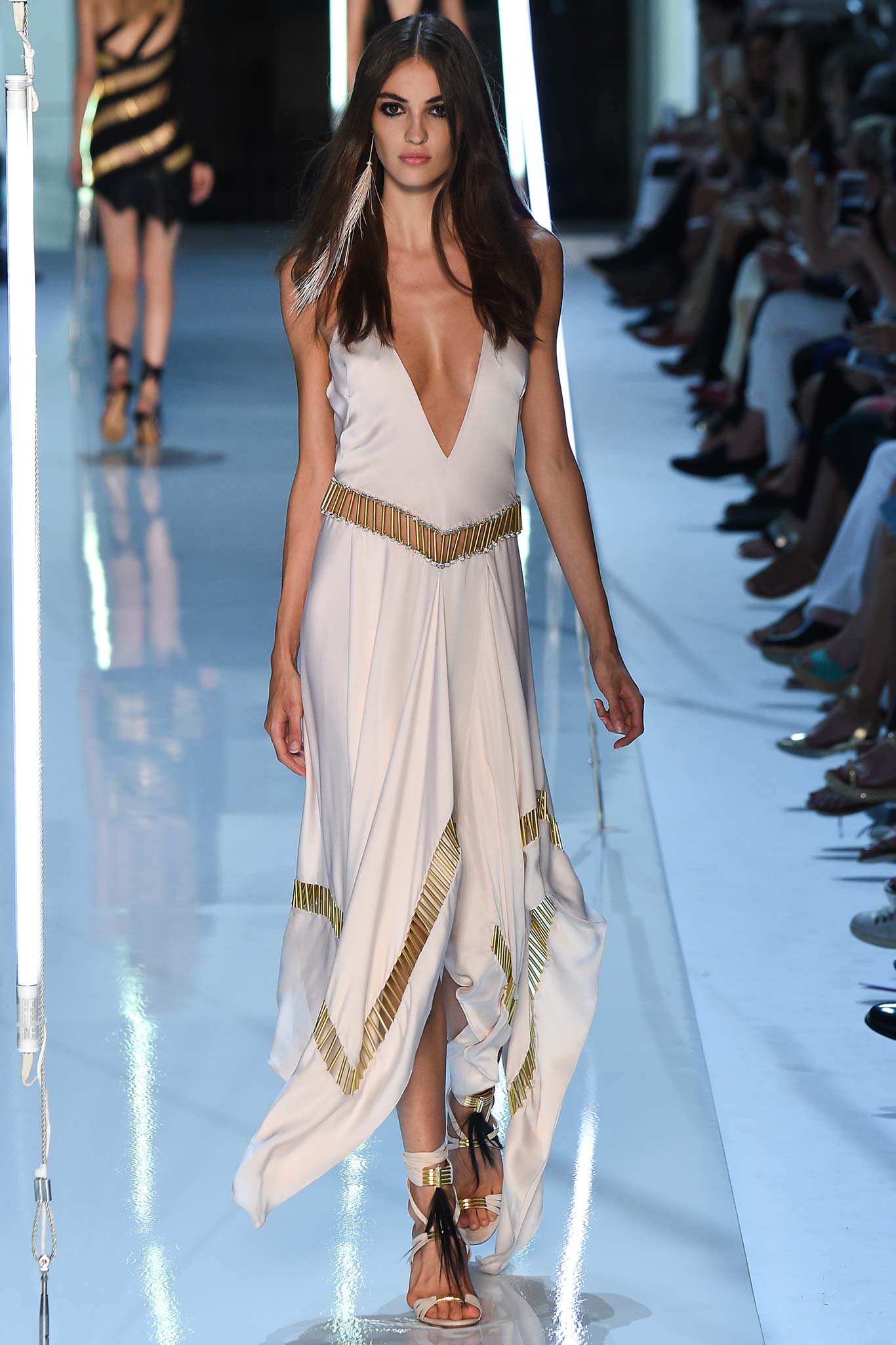 white silk sleeveless dress