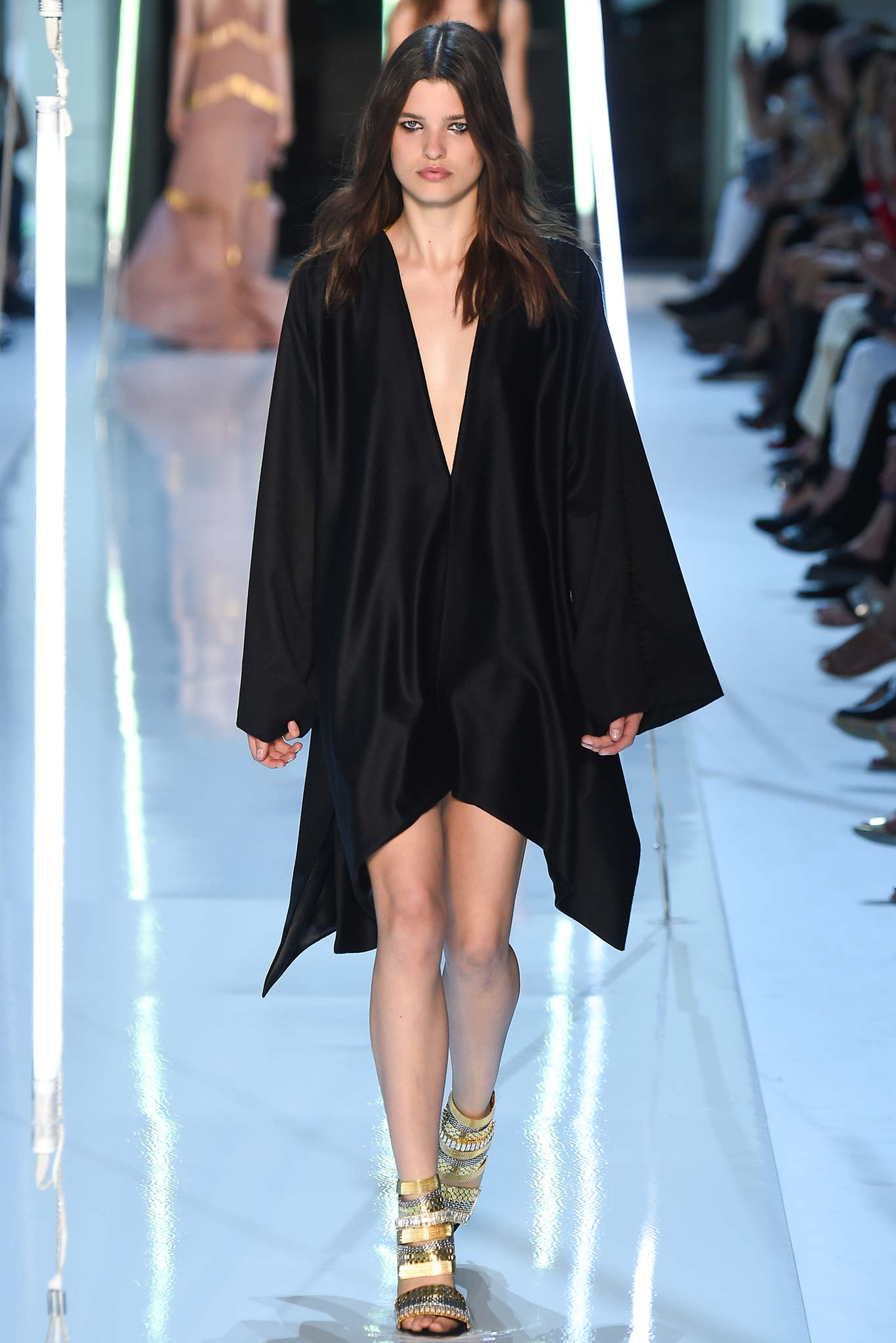 black silk sleeveless dress