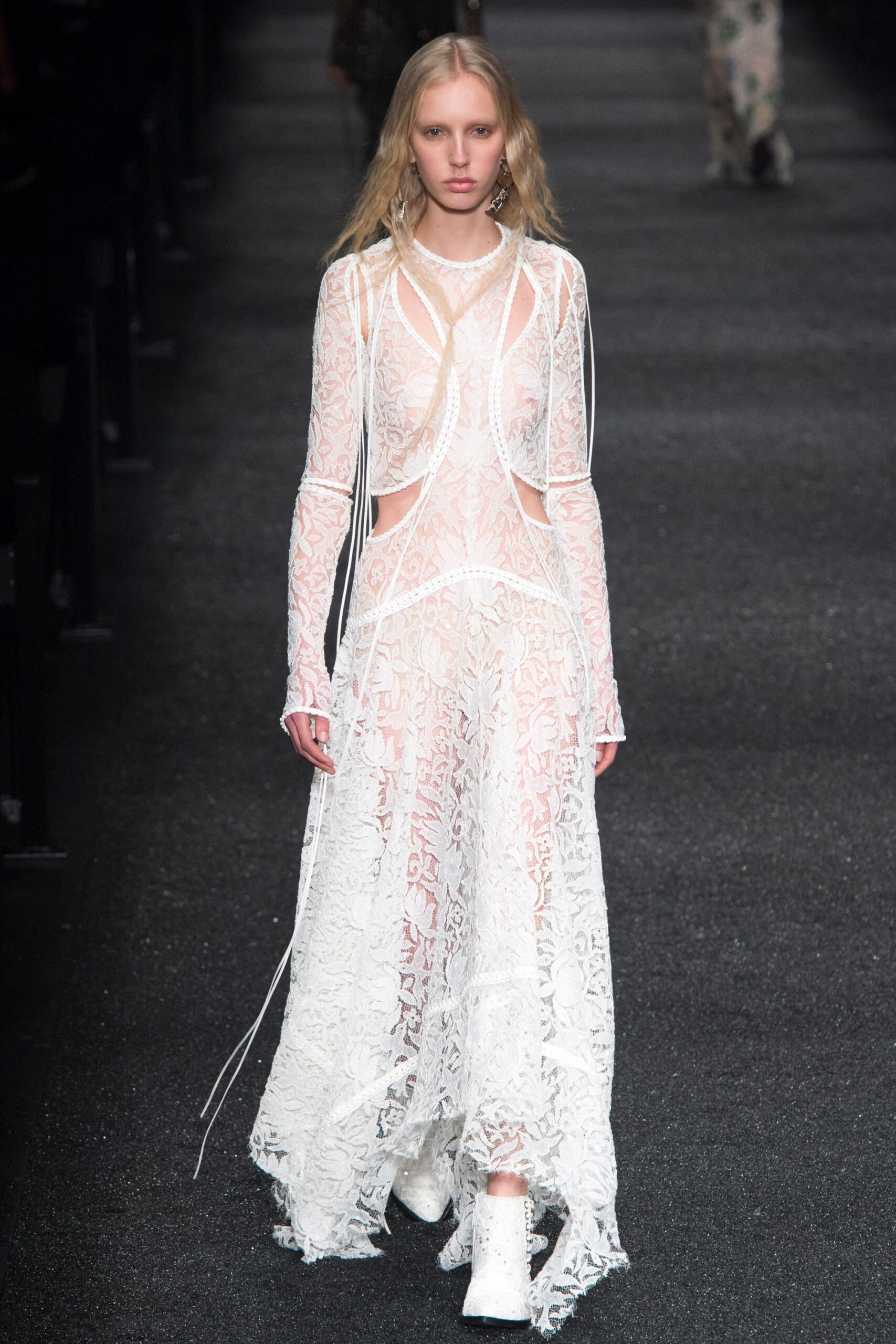 white lace fitted dress
