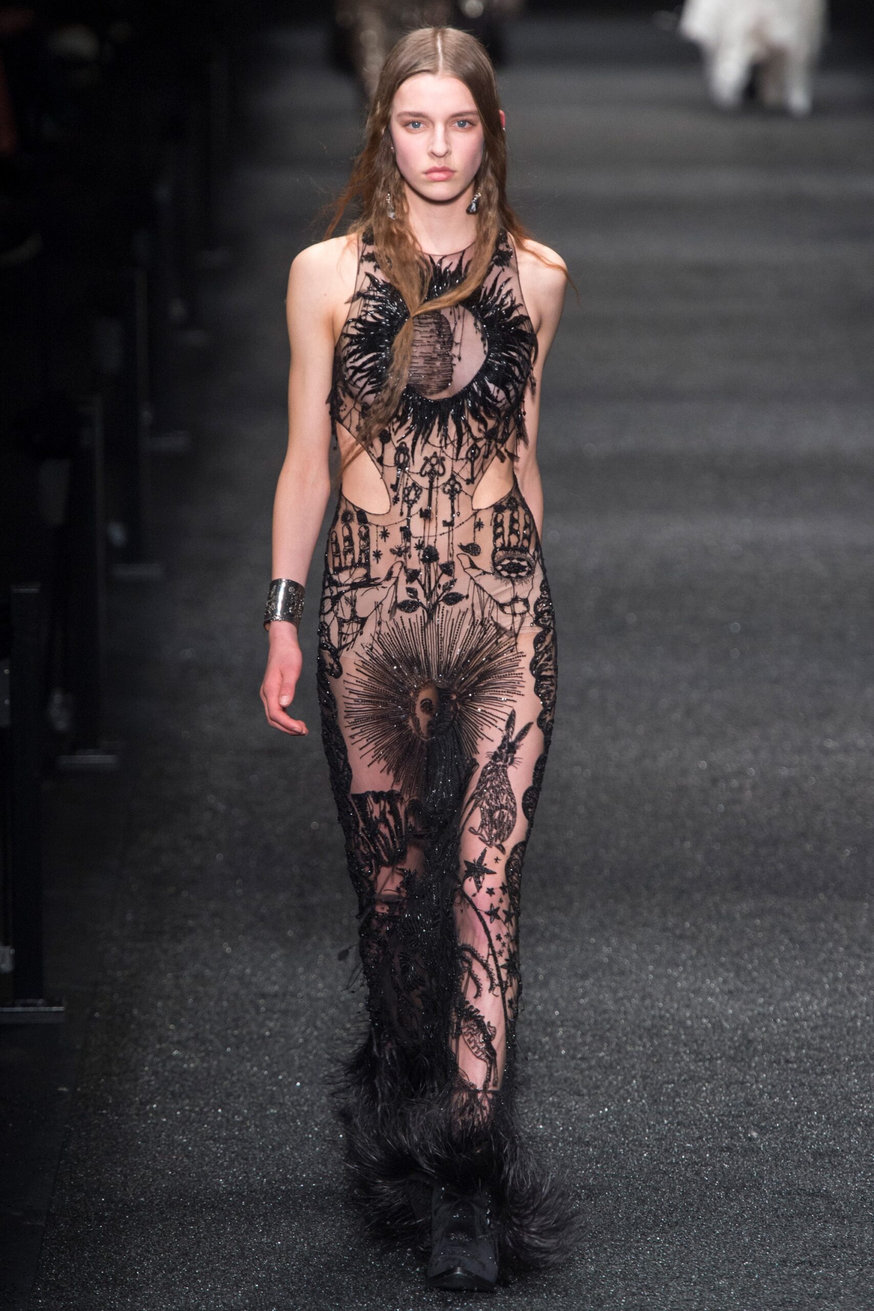 black lace fitted gown