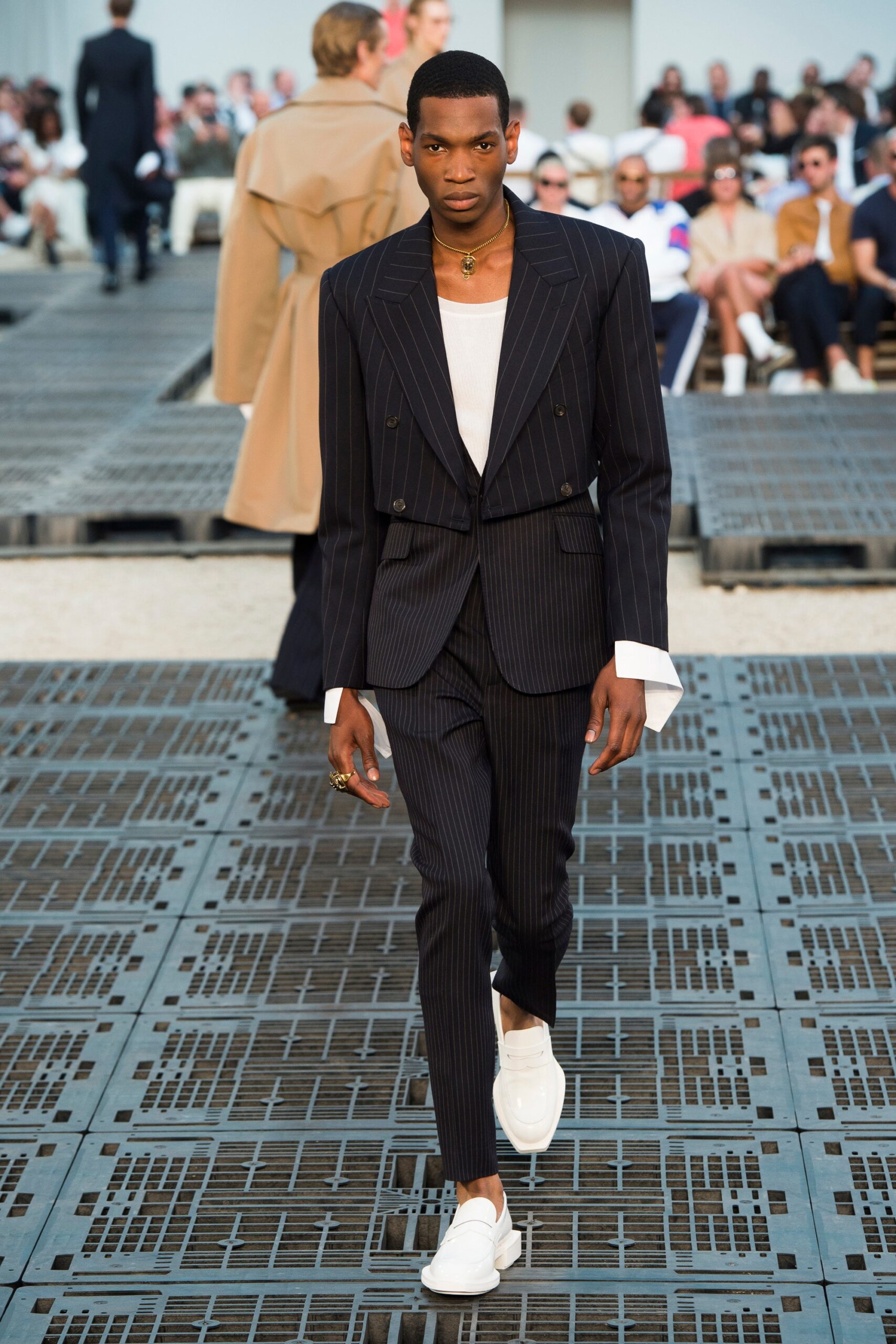 black and white tailored suit